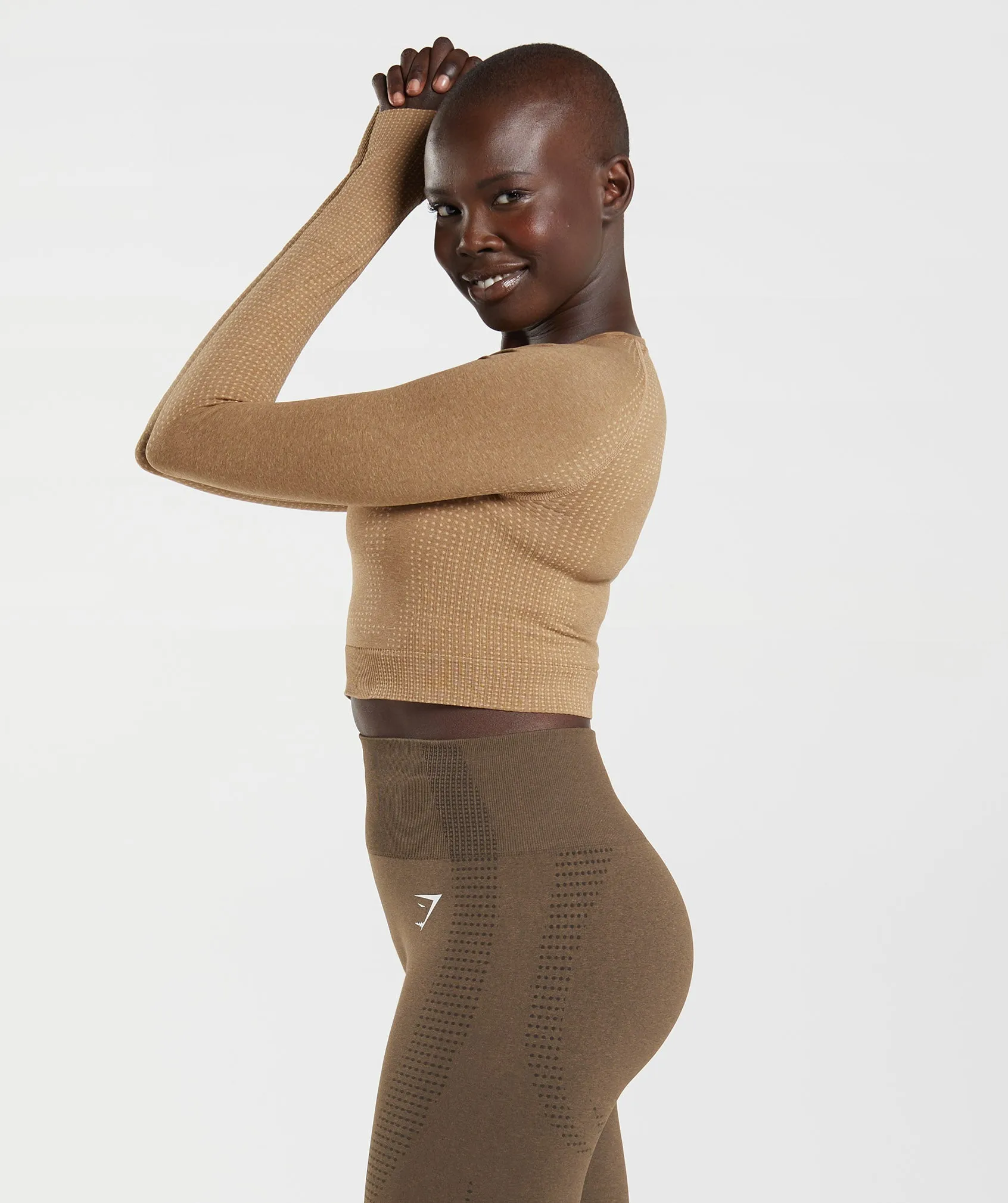 Gymshark Vital Seamless 2.0 Crop Top - Fawn Marl sold by Gymshark product image thumbnail 4