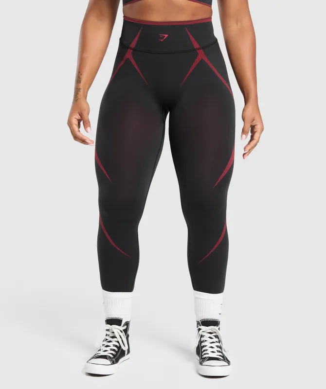Gymshark Apex Lift Seamless Leggings - Black/Carmine Red sold by Gymshark