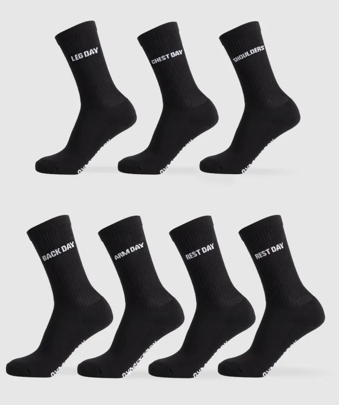 Gymshark Graphic Crew Socks 7PK - Black sold by Gymshark