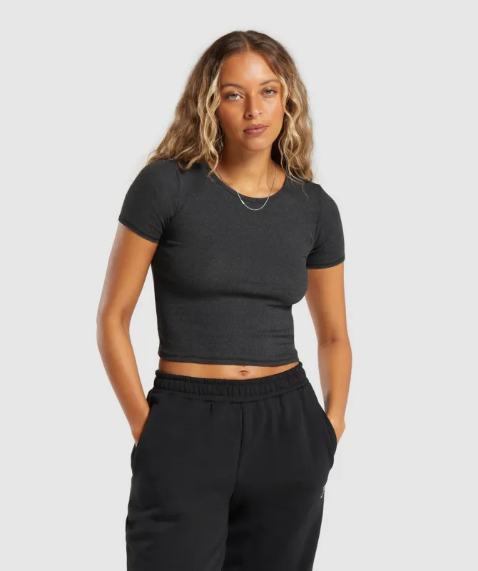 Gymshark Rib T-Shirt - Midnight Black Marl sold by Gymshark