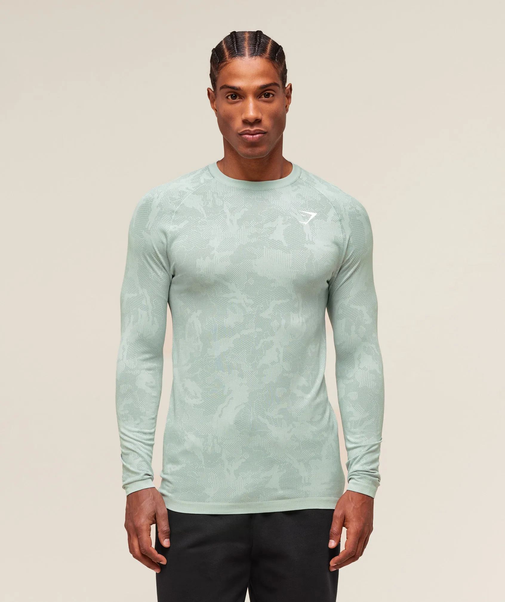 Gymshark Geo Seamless Long Sleeve T-Shirt - Morning Blue/Celeste Blue sold by Gymshark product image thumbnail 4