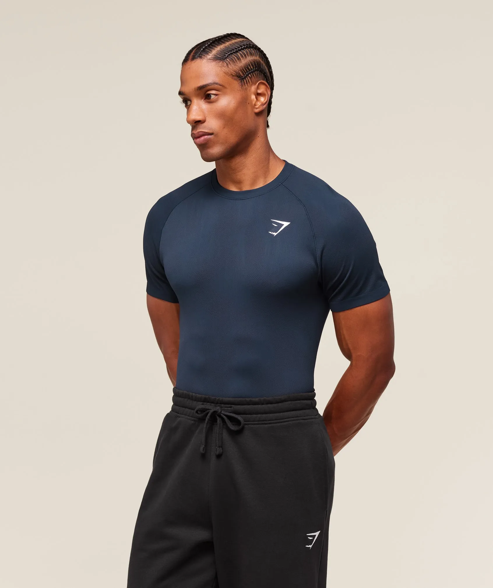 Gymshark Geo Seamless T-Shirt - Navy/Heavy Blue sold by Gymshark product image thumbnail 3