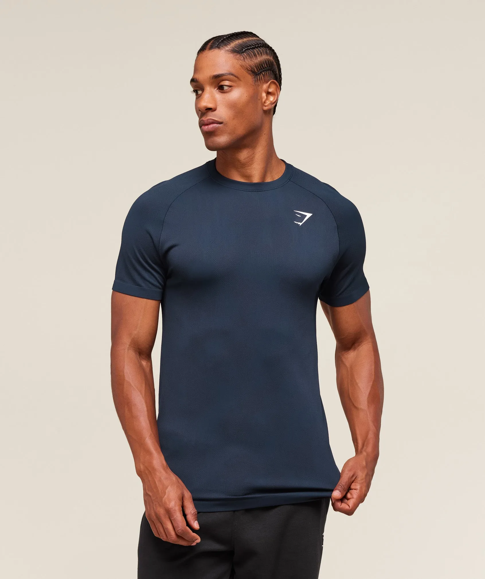 Gymshark Geo Seamless T-Shirt - Navy/Heavy Blue sold by Gymshark product image thumbnail 4