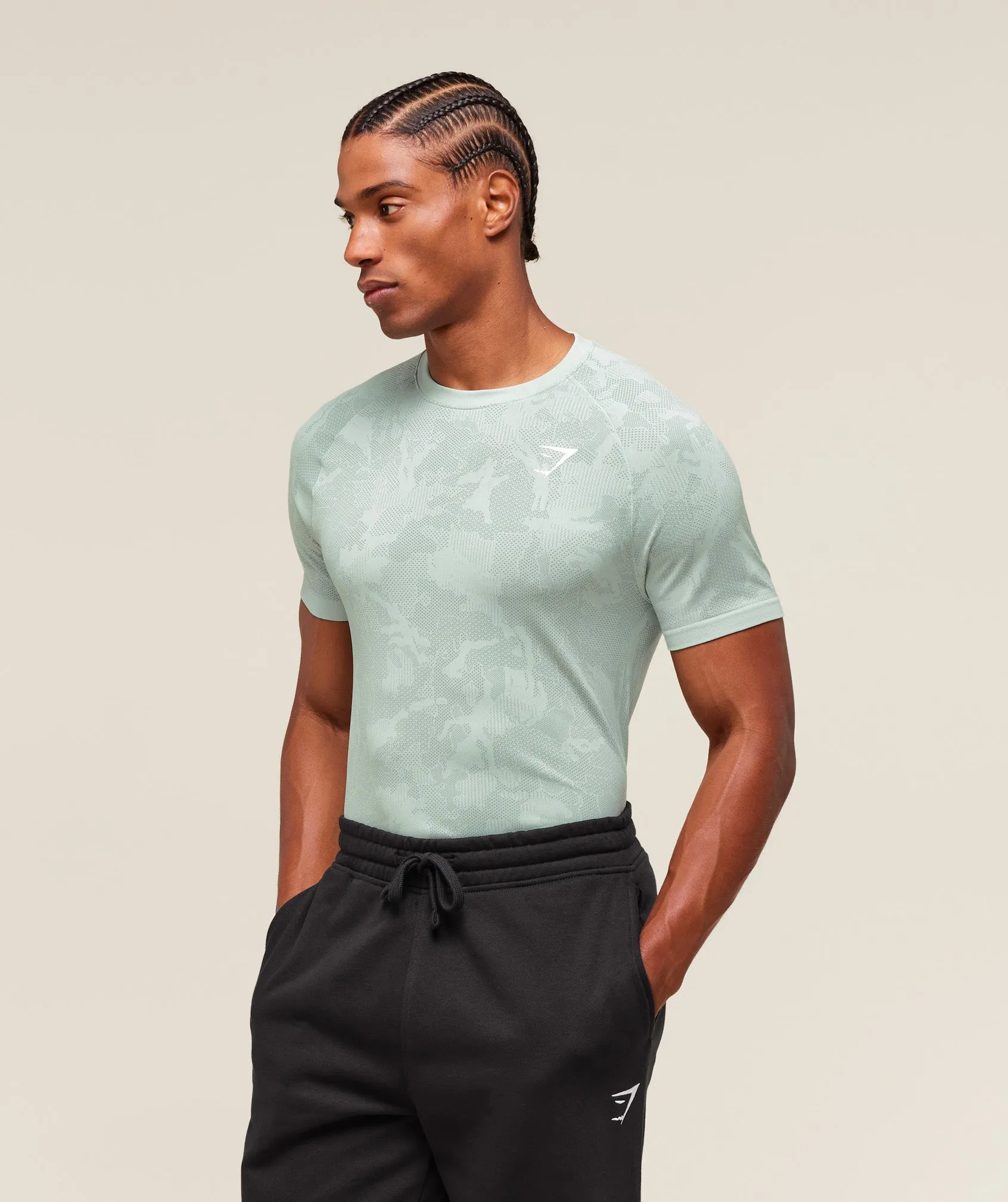 Gymshark Geo Seamless T-Shirt - Morning Blue/Celeste Blue sold by Gymshark product image thumbnail 3