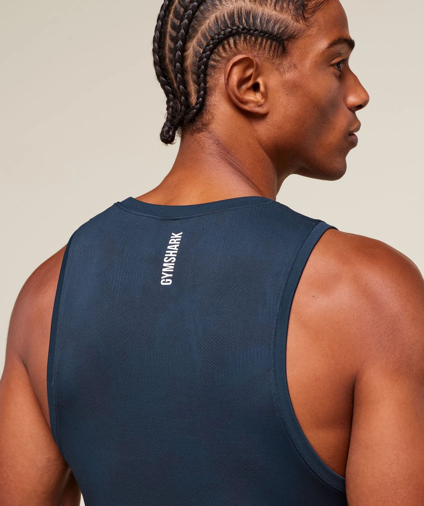 Gymshark Geo Seamless Tank - Navy/Heavy Blue sold by Gymshark product image thumbnail 5