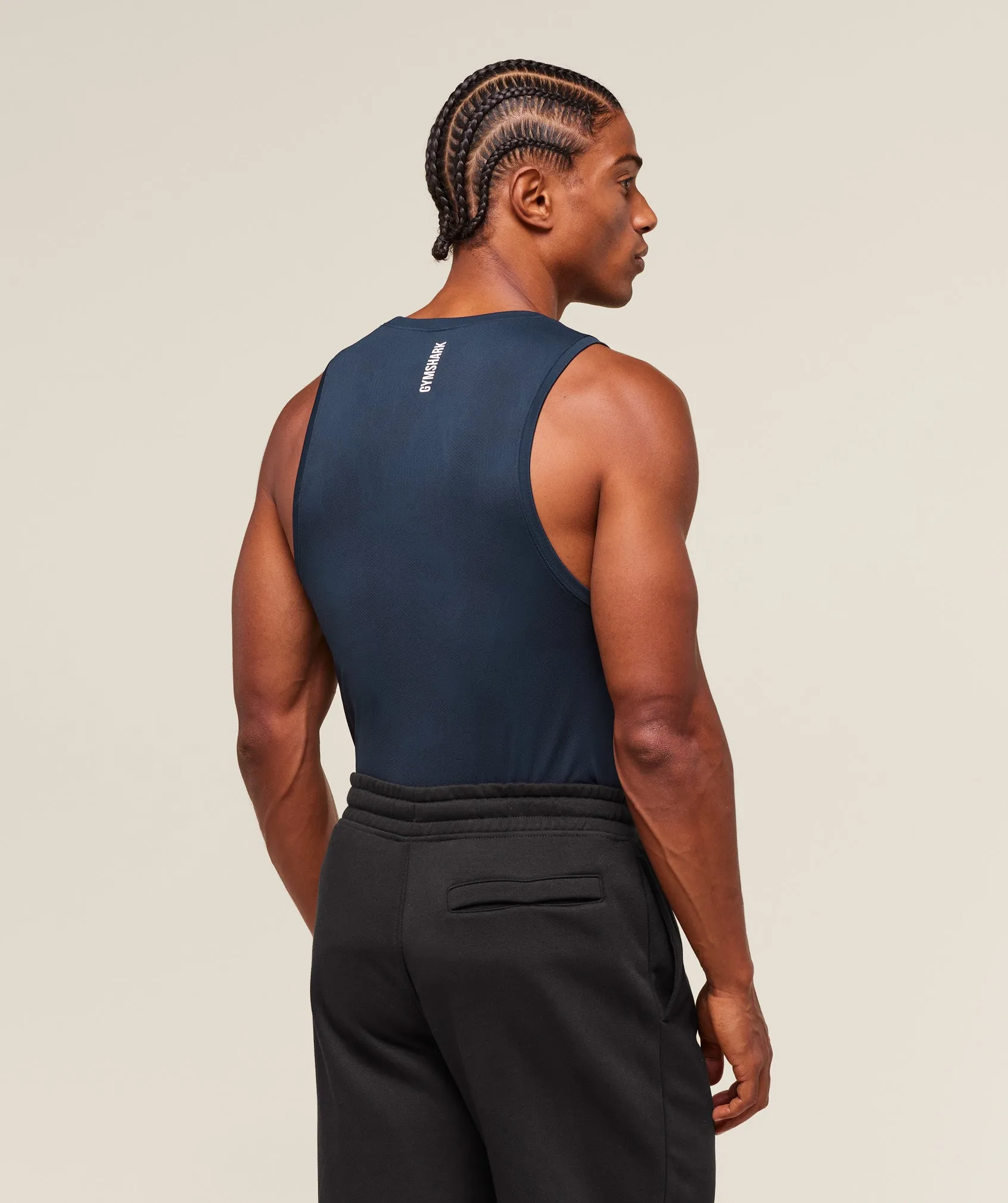 Gymshark Geo Seamless Tank - Navy/Heavy Blue sold by Gymshark product image thumbnail 3