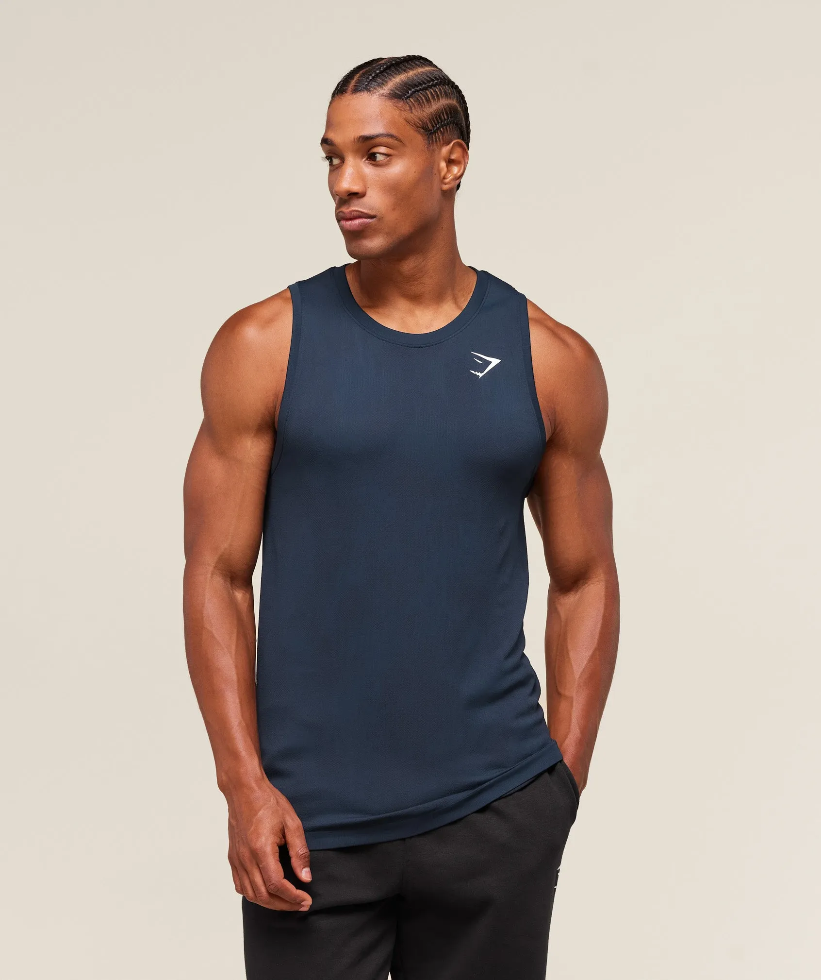 Gymshark Geo Seamless Tank - Navy/Heavy Blue sold by Gymshark product image thumbnail 4