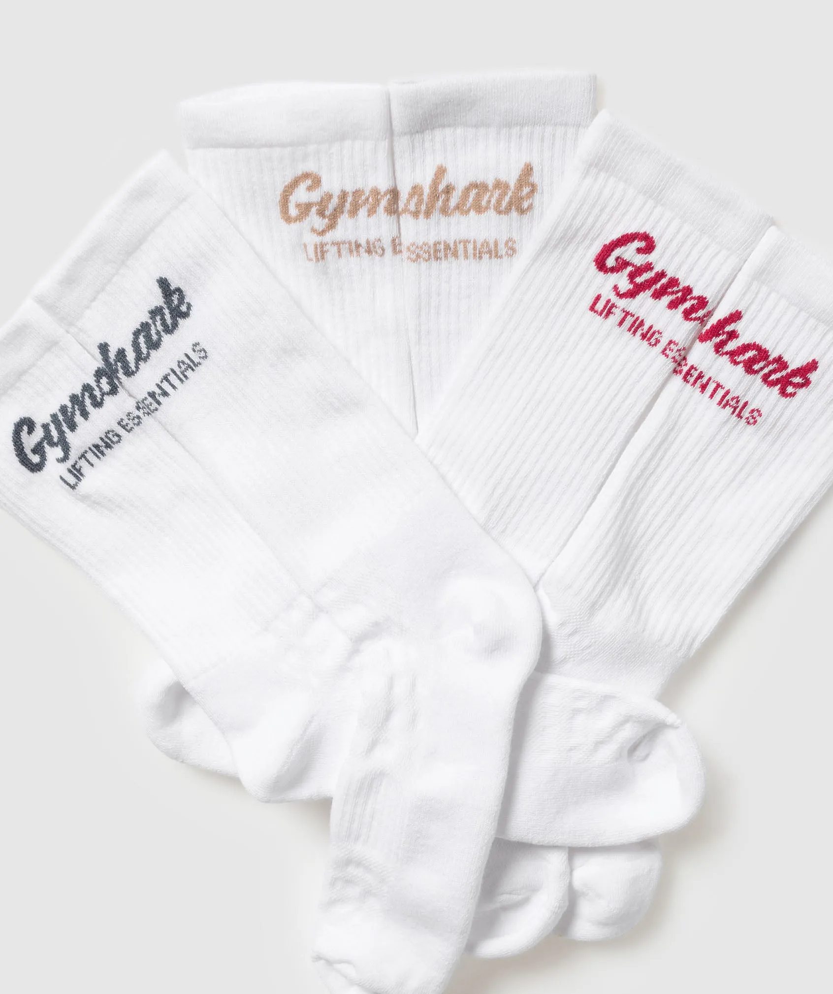 Gymshark Trucker Crew Sock 3pk - White/Titanium Blue/Conditioning Red/Deep Fawn Brown sold by Gymshark product image thumbnail 2