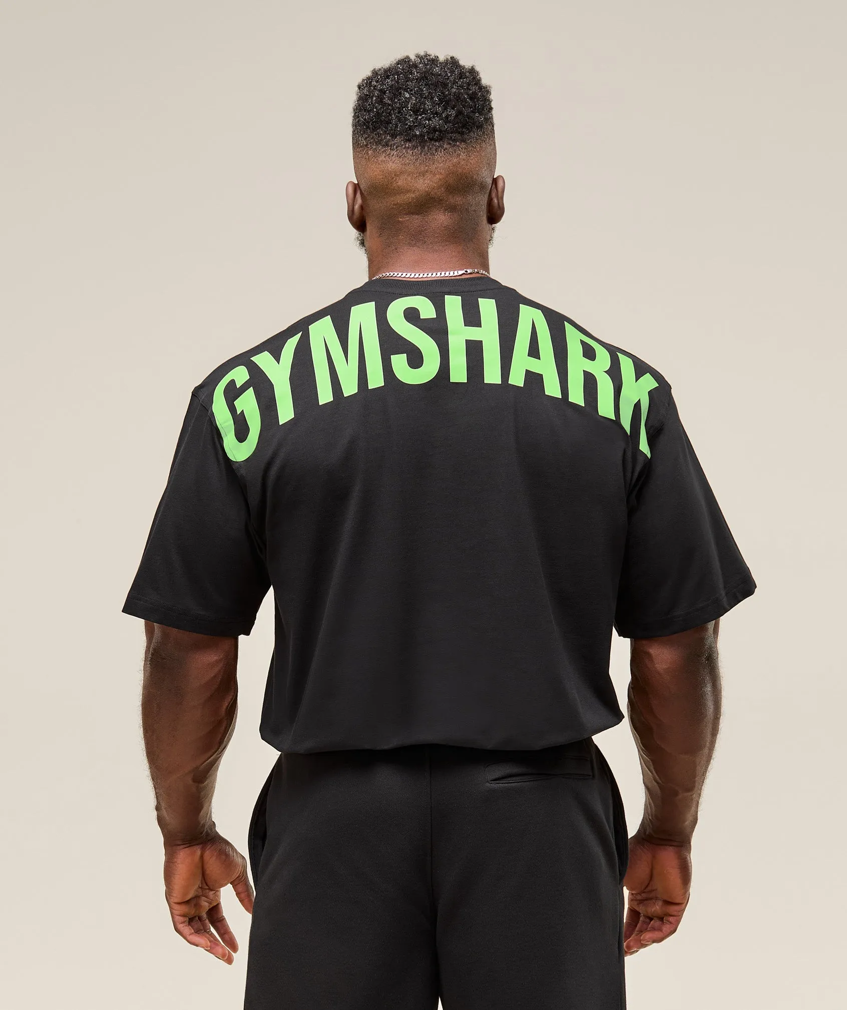 Gymshark Power T-Shirt - Black/Energy Gelato Green sold by Gymshark product image thumbnail 3