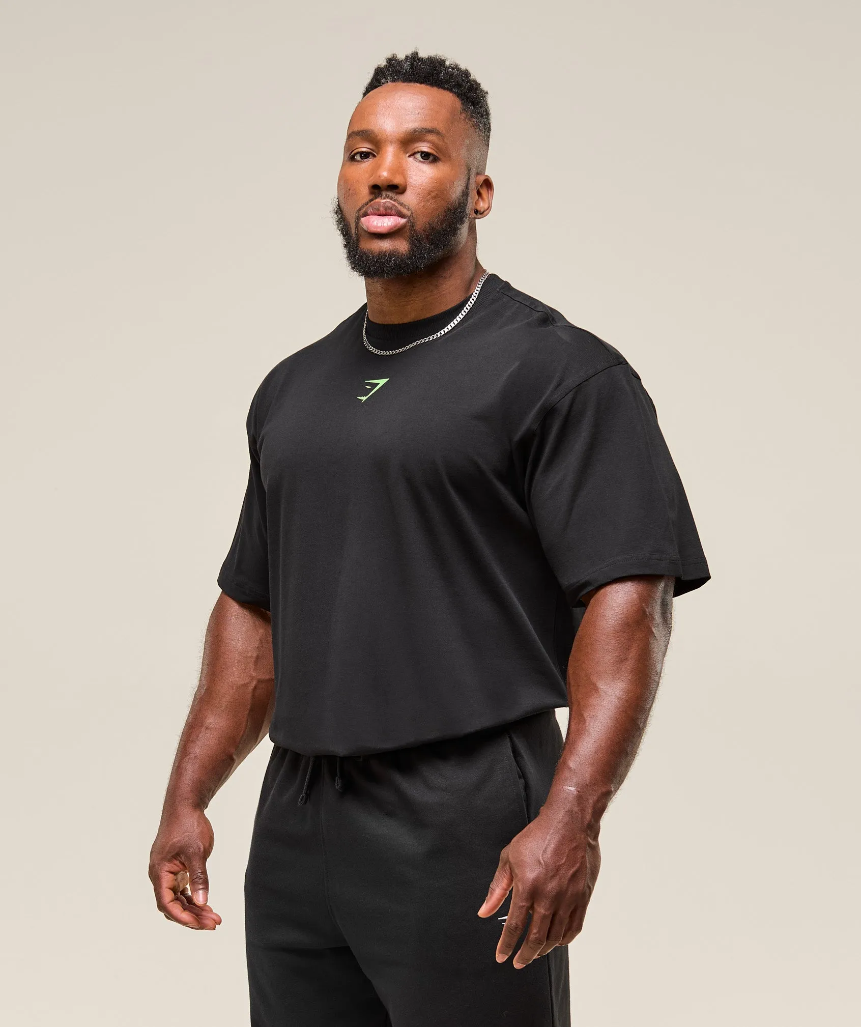 Gymshark Power T-Shirt - Black/Energy Gelato Green sold by Gymshark product image thumbnail 2