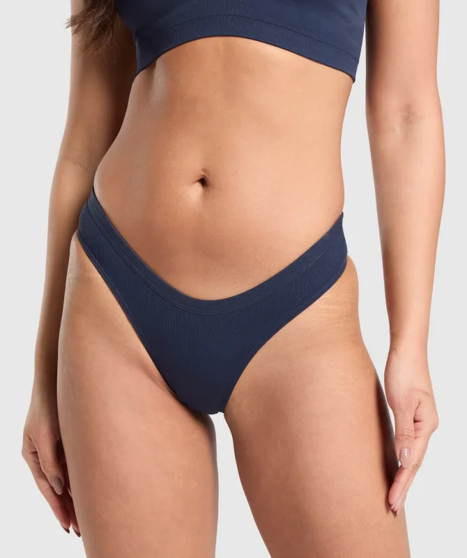 Gymshark Seamless Dipped Front Thong - Heavy Blue sold by Gymshark
