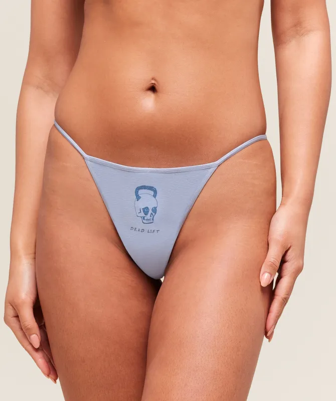 Gymshark Deadlift Graphic Cotton G-String - Gentle Blue sold by Gymshark