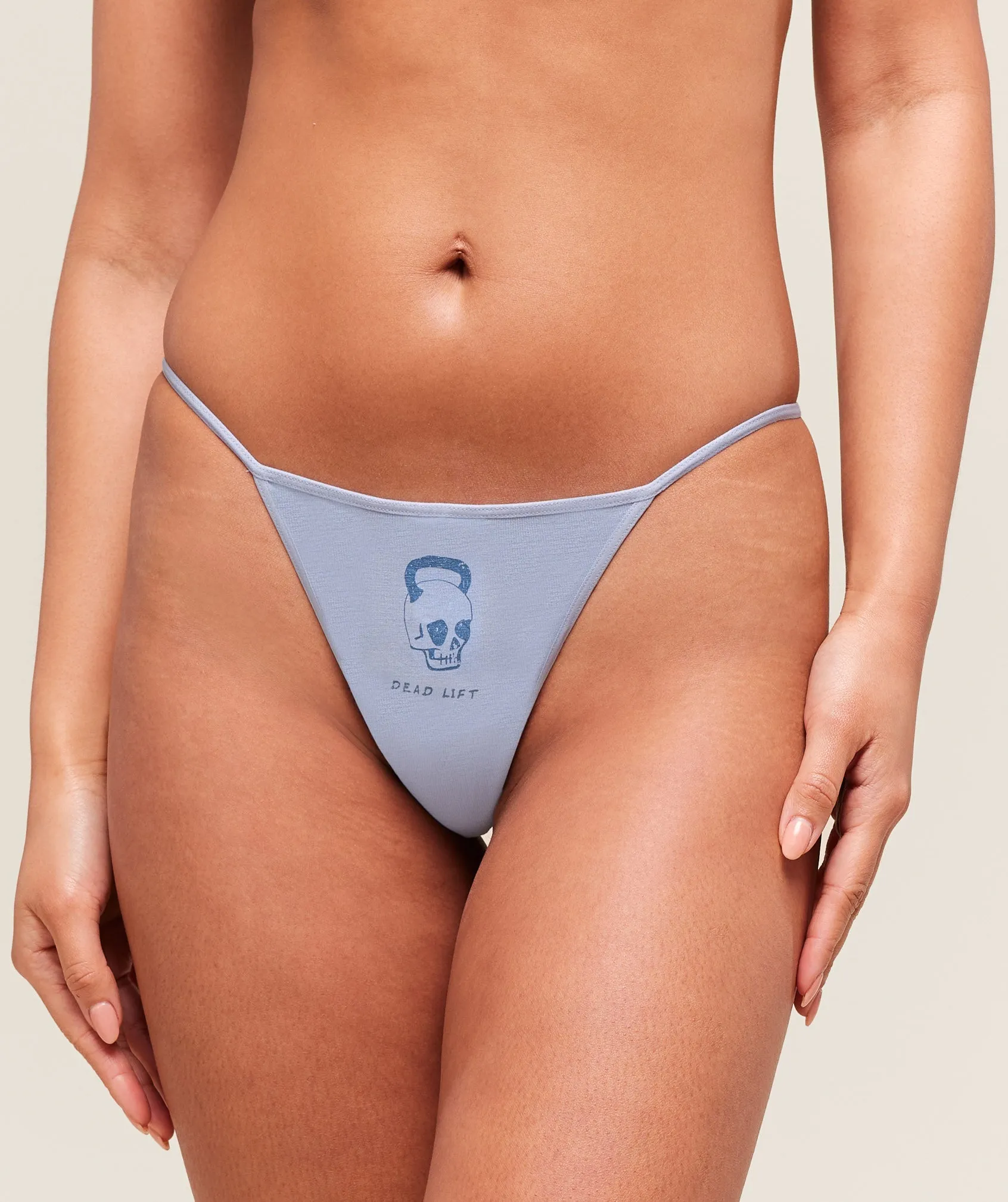 Gymshark Deadlift Graphic Cotton G-String - Gentle Blue sold by Gymshark