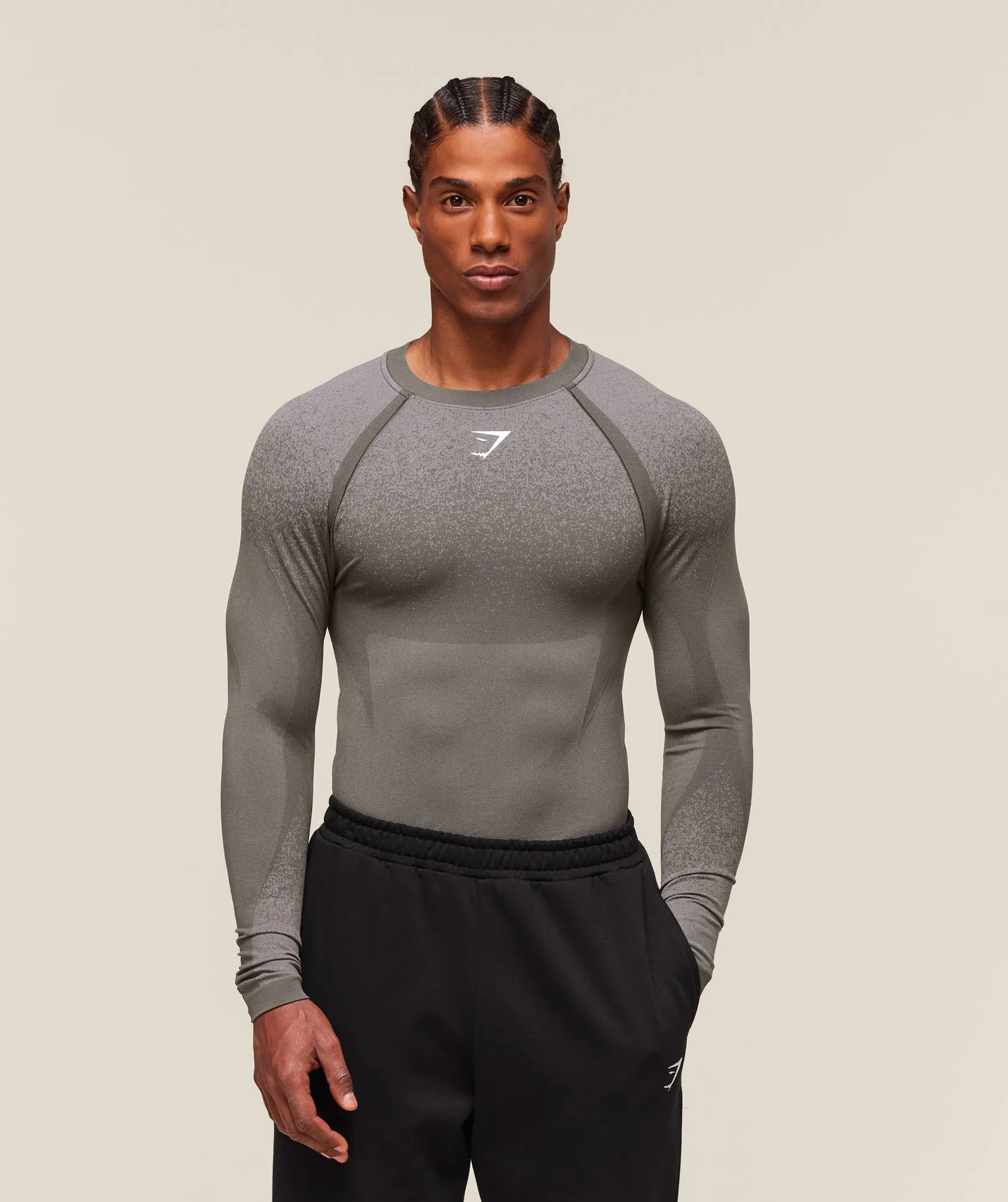 Gymshark Shadow Seamless Long Sleeve T-Shirt - Meteor Grey sold by Gymshark