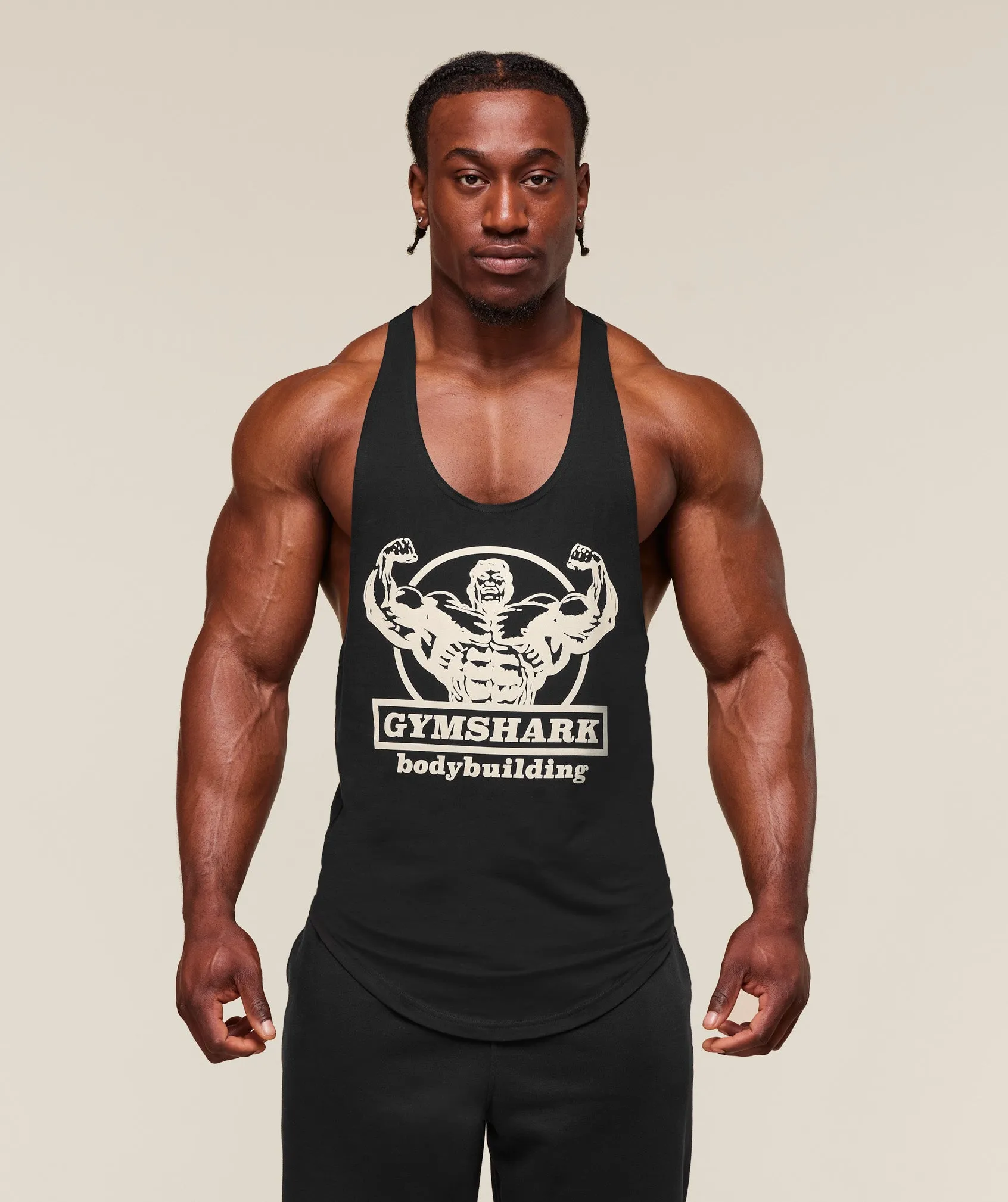 Gymshark Double Bicep Stringer - Black sold by Gymshark