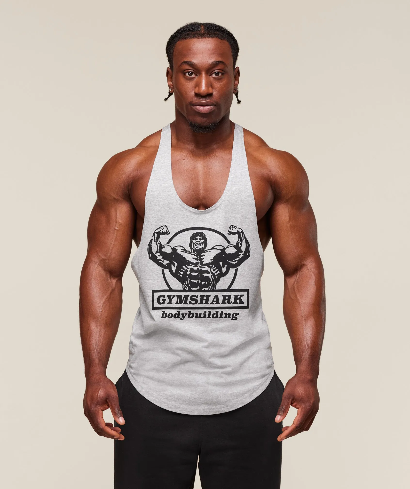 Gymshark Double Bicep Stringer - Light Grey Core Marl sold by Gymshark