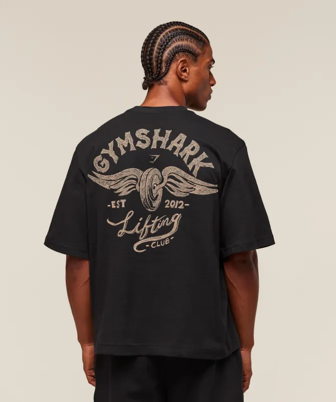 Gymshark Flying Weights T-Shirt - Black sold by Gymshark