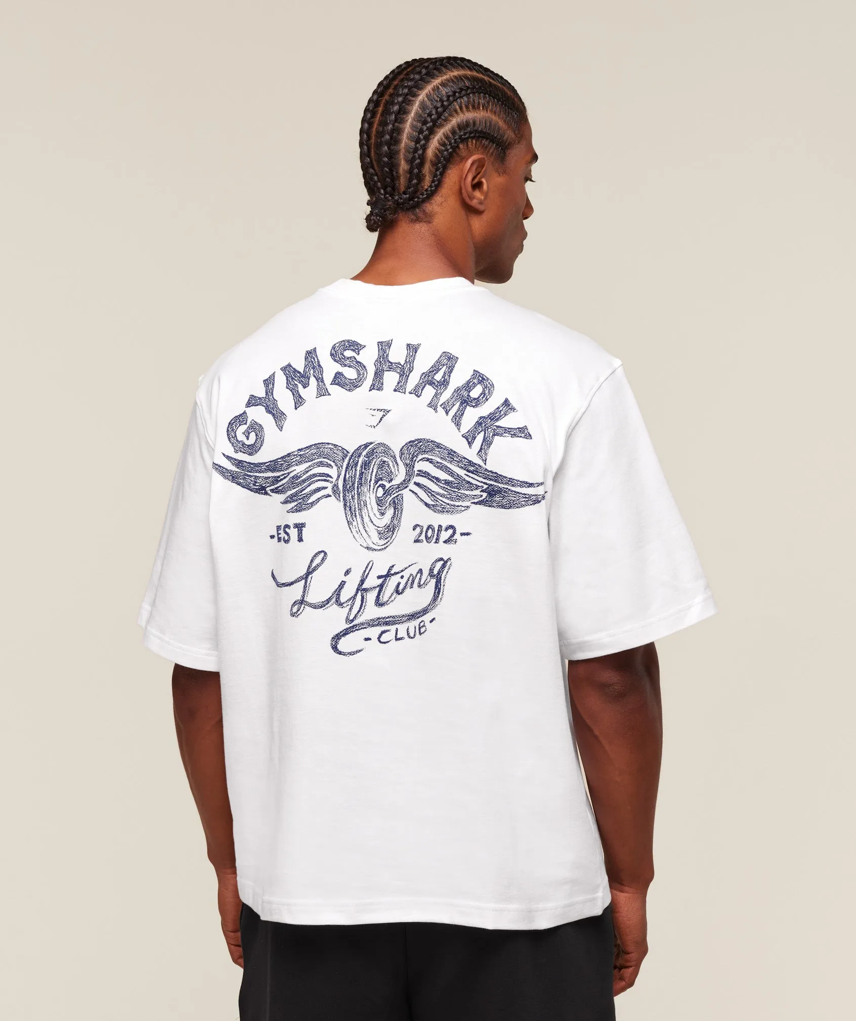 Gymshark Flying Weights T-Shirt - White sold by Gymshark