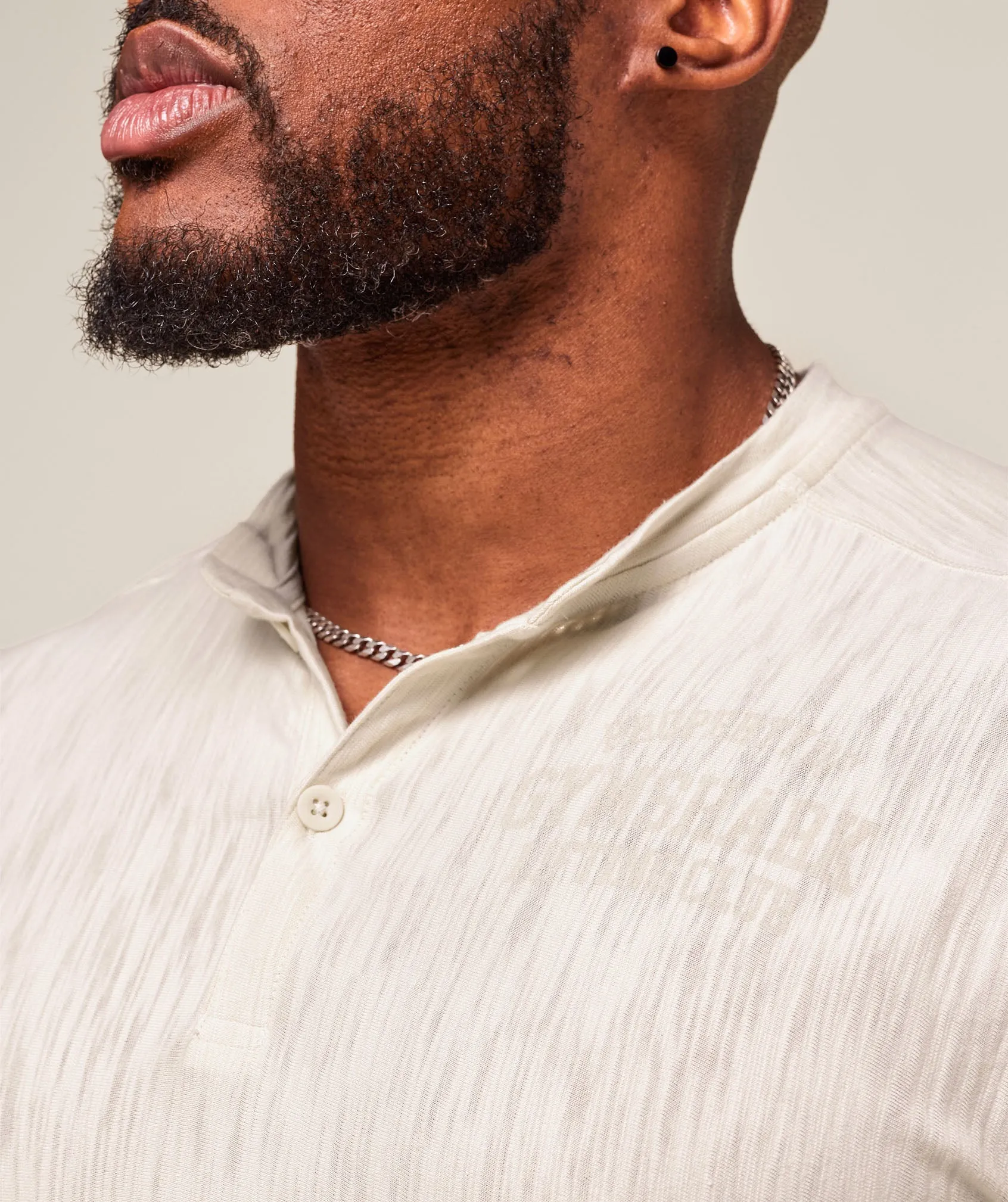 Gymshark Lightweight Slub Textured 3/4 Henley - Oat White sold by Gymshark product image thumbnail 4