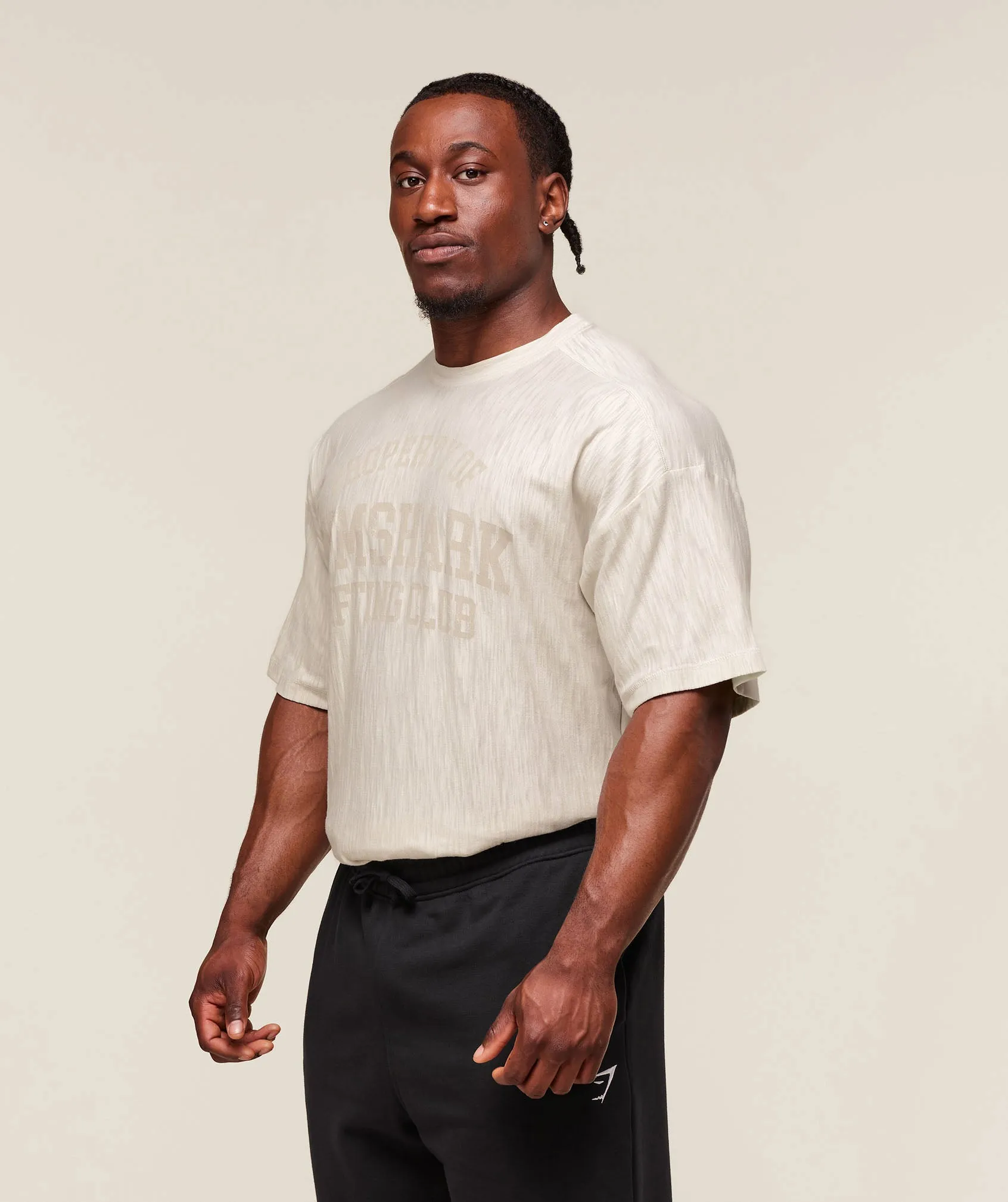 Gymshark Lightweight Slub Textured T-Shirt - Oat White sold by Gymshark product image thumbnail 3