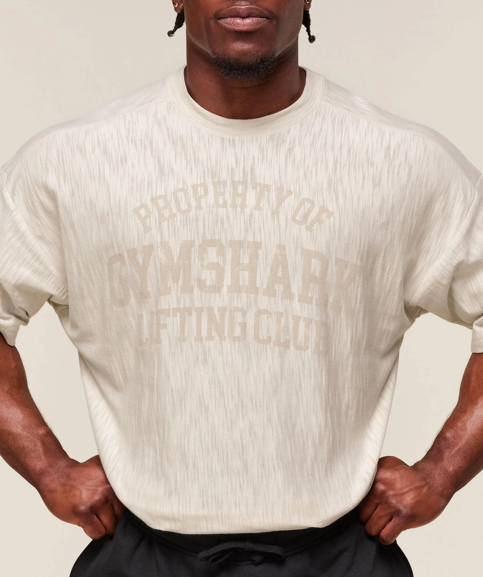 Gymshark Lightweight Slub Textured T-Shirt - Oat White sold by Gymshark product image thumbnail 4