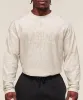 Gymshark Lightweight Slub Textured Lifting Authenticator OS LS T-shirt - Oat White sold by Gymshark