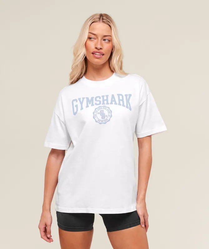 Gymshark Collegiate Graphic T-Shirt - White sold by Gymshark