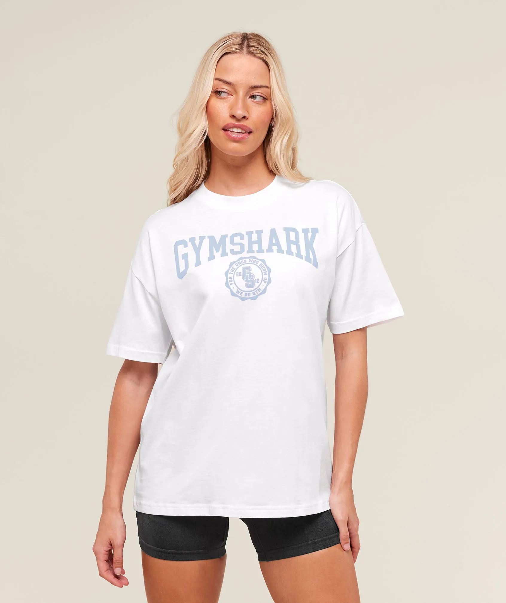Gymshark Collegiate Graphic T-Shirt - White sold by Gymshark