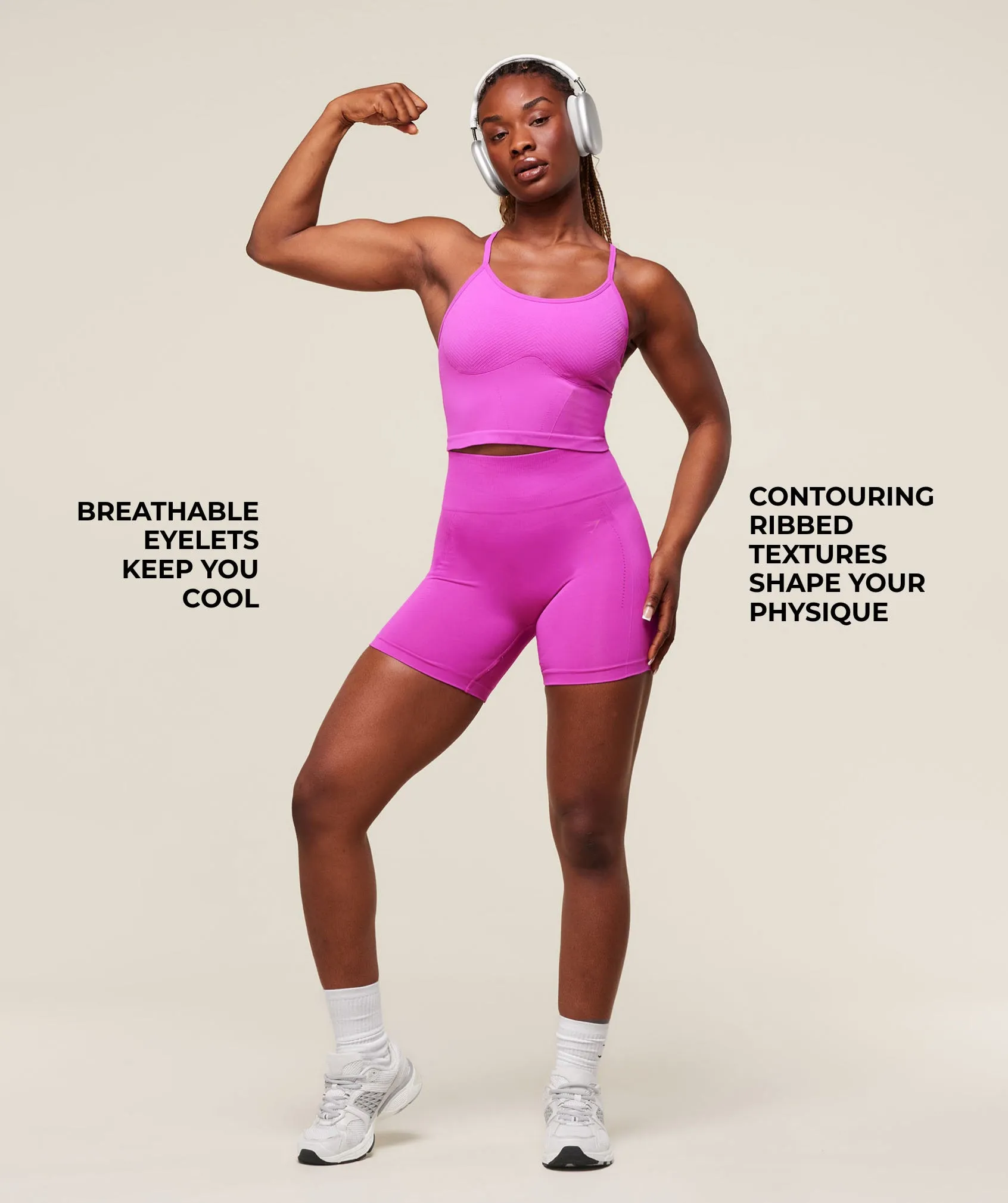 Gymshark Energised Seamless Crop Top - Vibrant Pink sold by Gymshark product image thumbnail 3