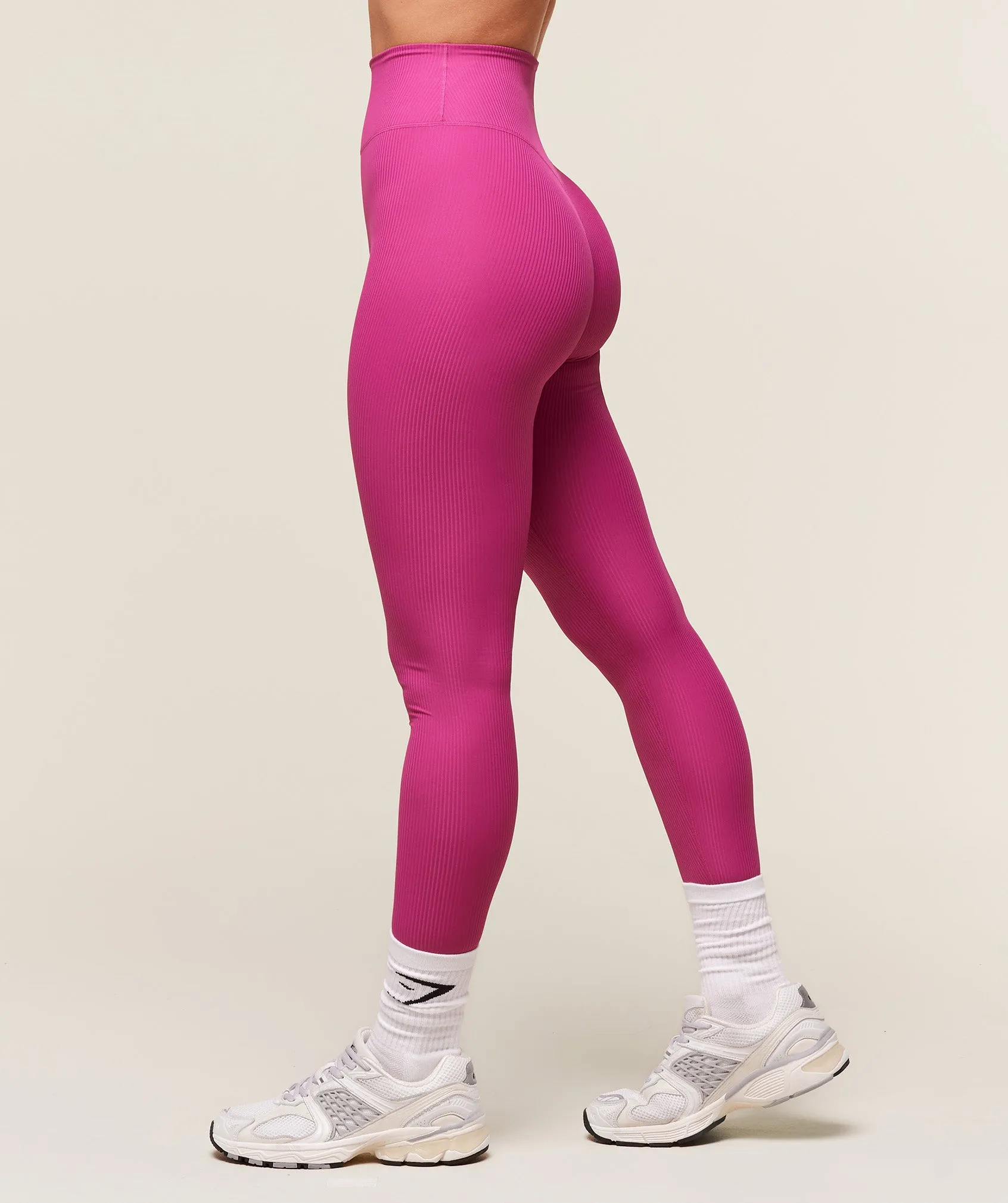 Gymshark Ribbed Contour Leggings - Winning Pink sold by Gymshark product image thumbnail 4