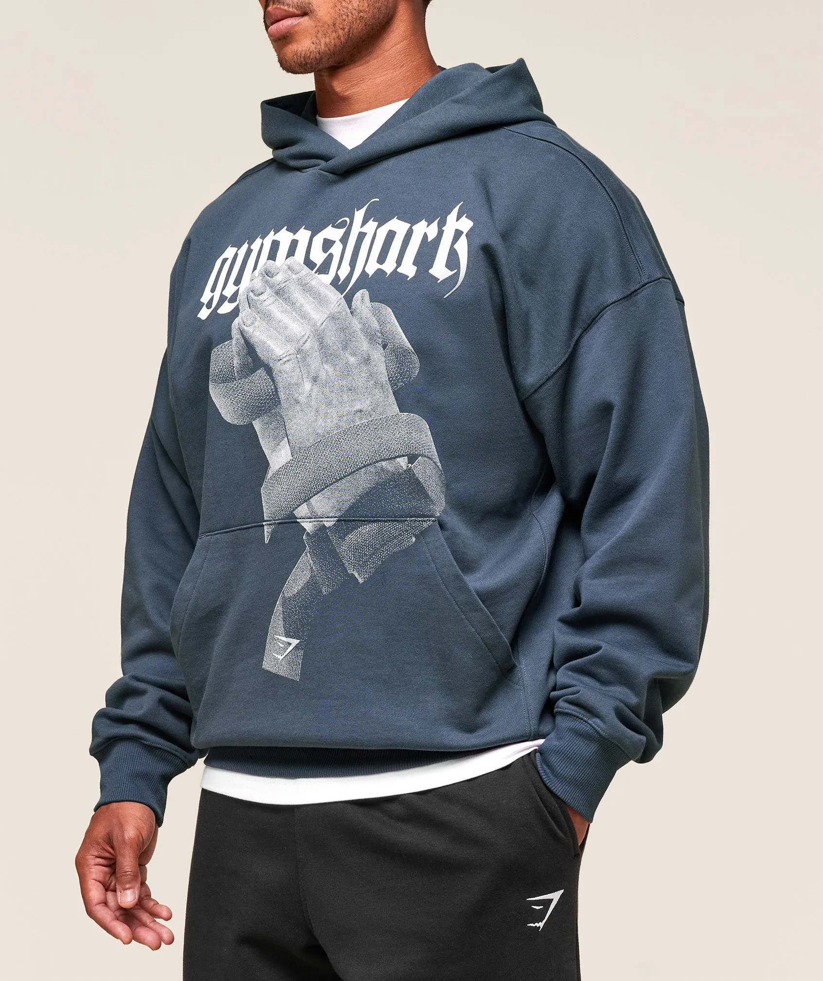 Gymshark Prayer Hands Hoodie - Titanium Blue sold by Gymshark product image thumbnail 4
