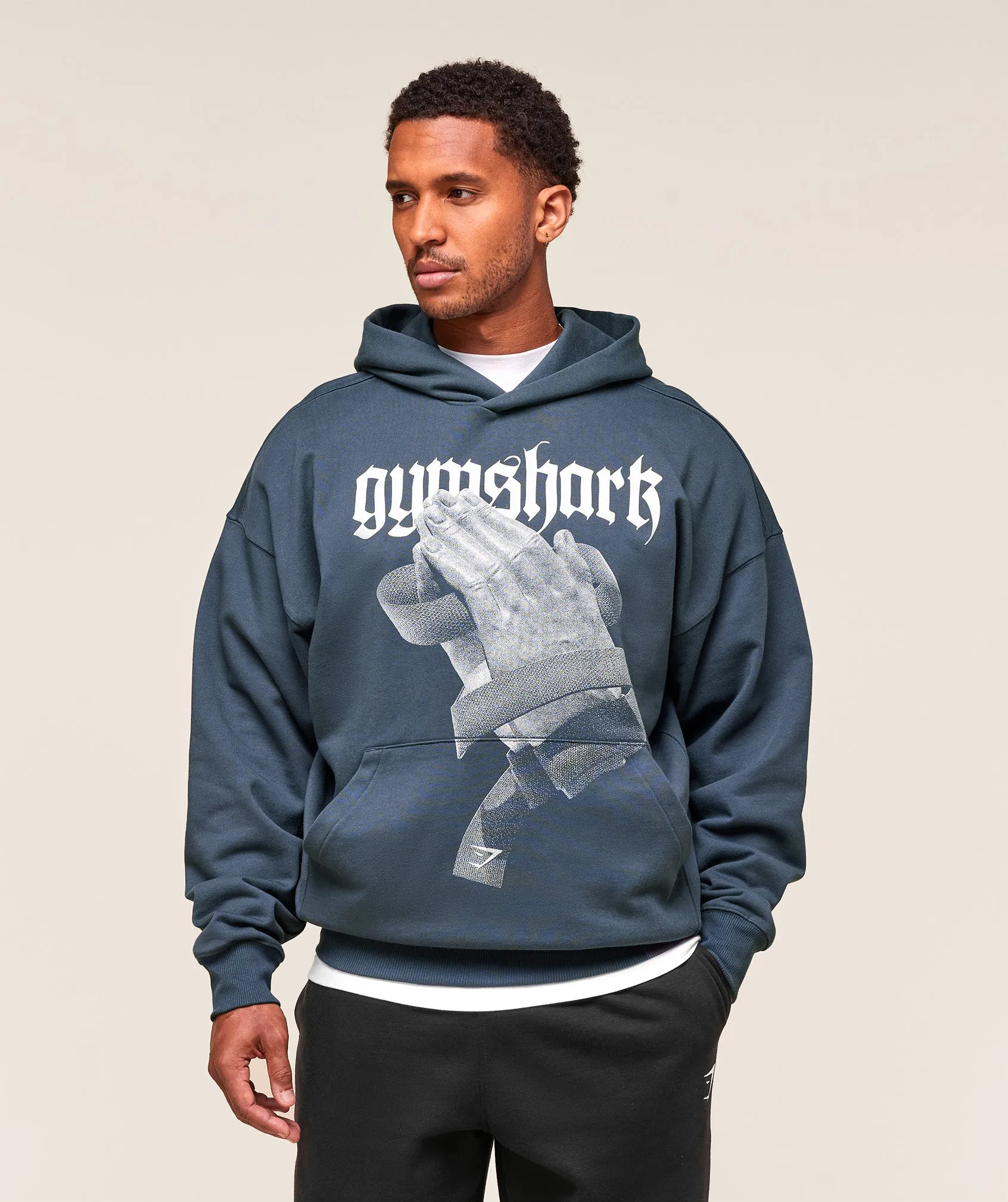 Gymshark Prayer Hands Hoodie - Titanium Blue sold by Gymshark