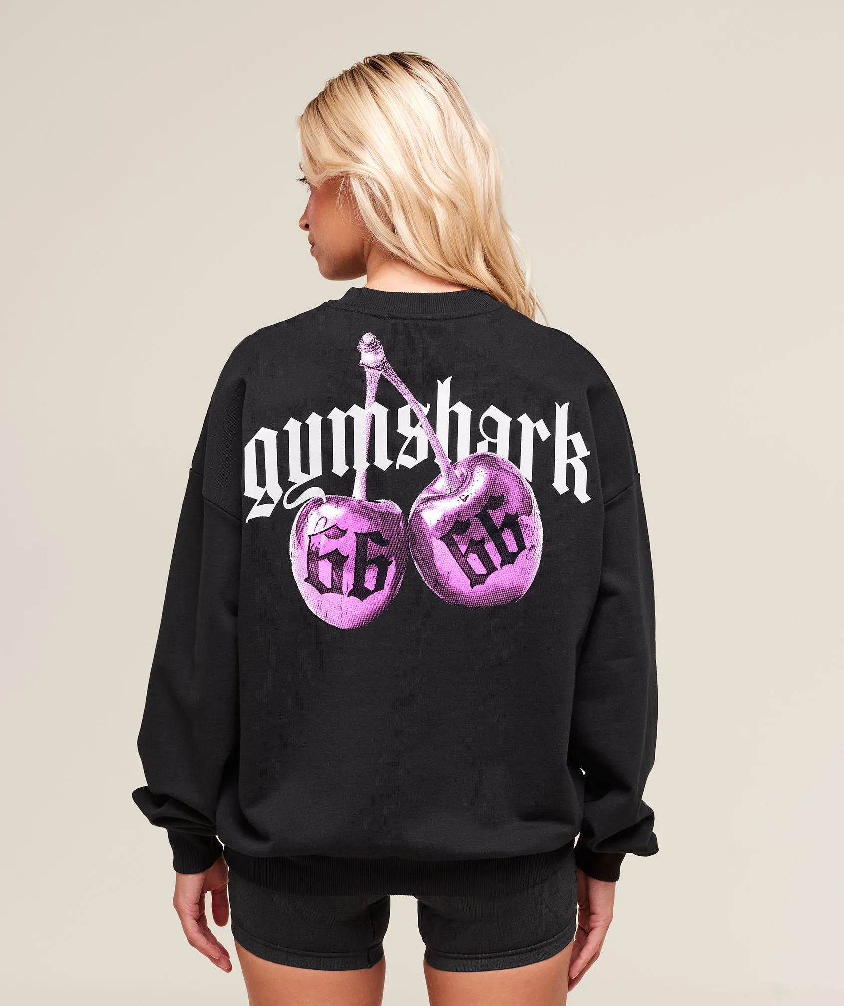 Gymshark Cherry Graphic Oversized Sweatshirt - Black sold by Gymshark