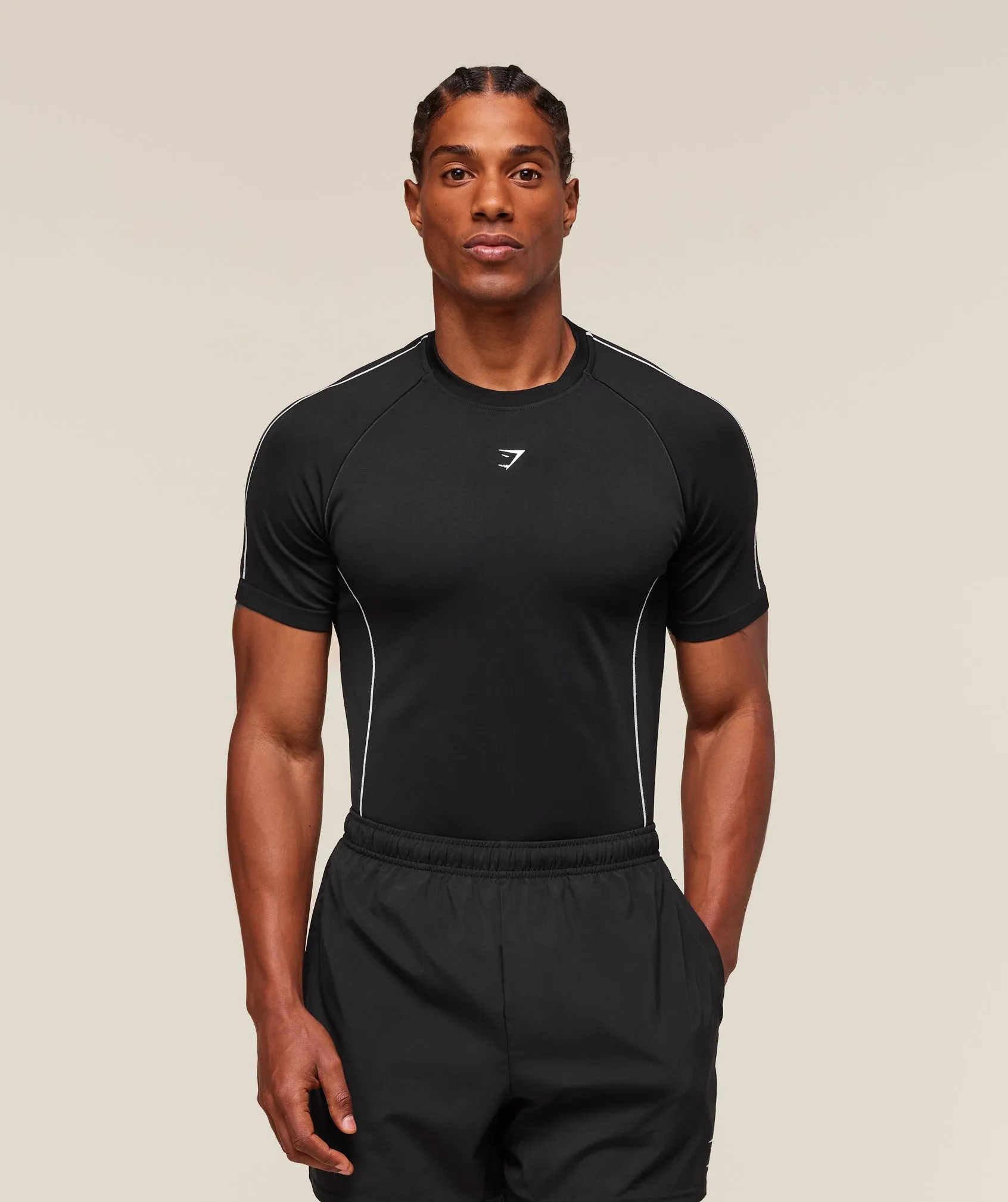 Gymshark Clean Contour Seamless T-Shirt - Black/White sold by Gymshark