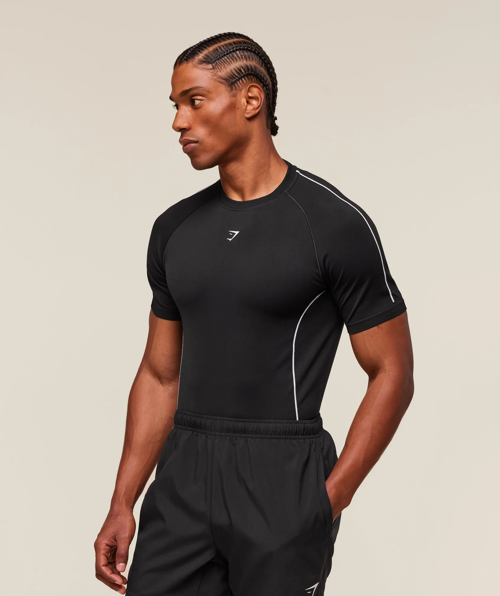 Gymshark Clean Contour Seamless T-Shirt - Black/White sold by Gymshark product image thumbnail 3