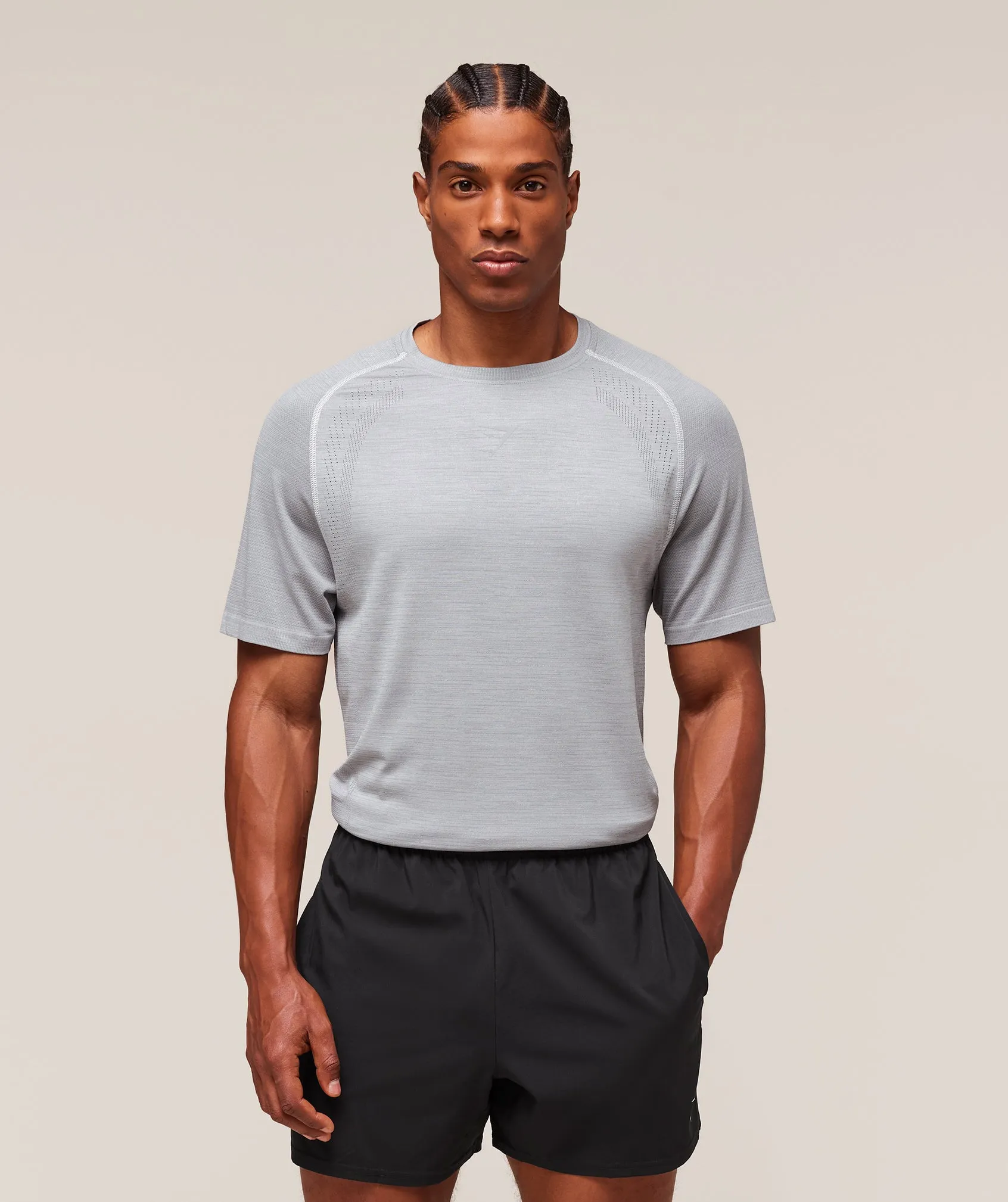 Gymshark Versatile Seamless T-Shirt - Light Grey/Smokey Grey sold by Gymshark