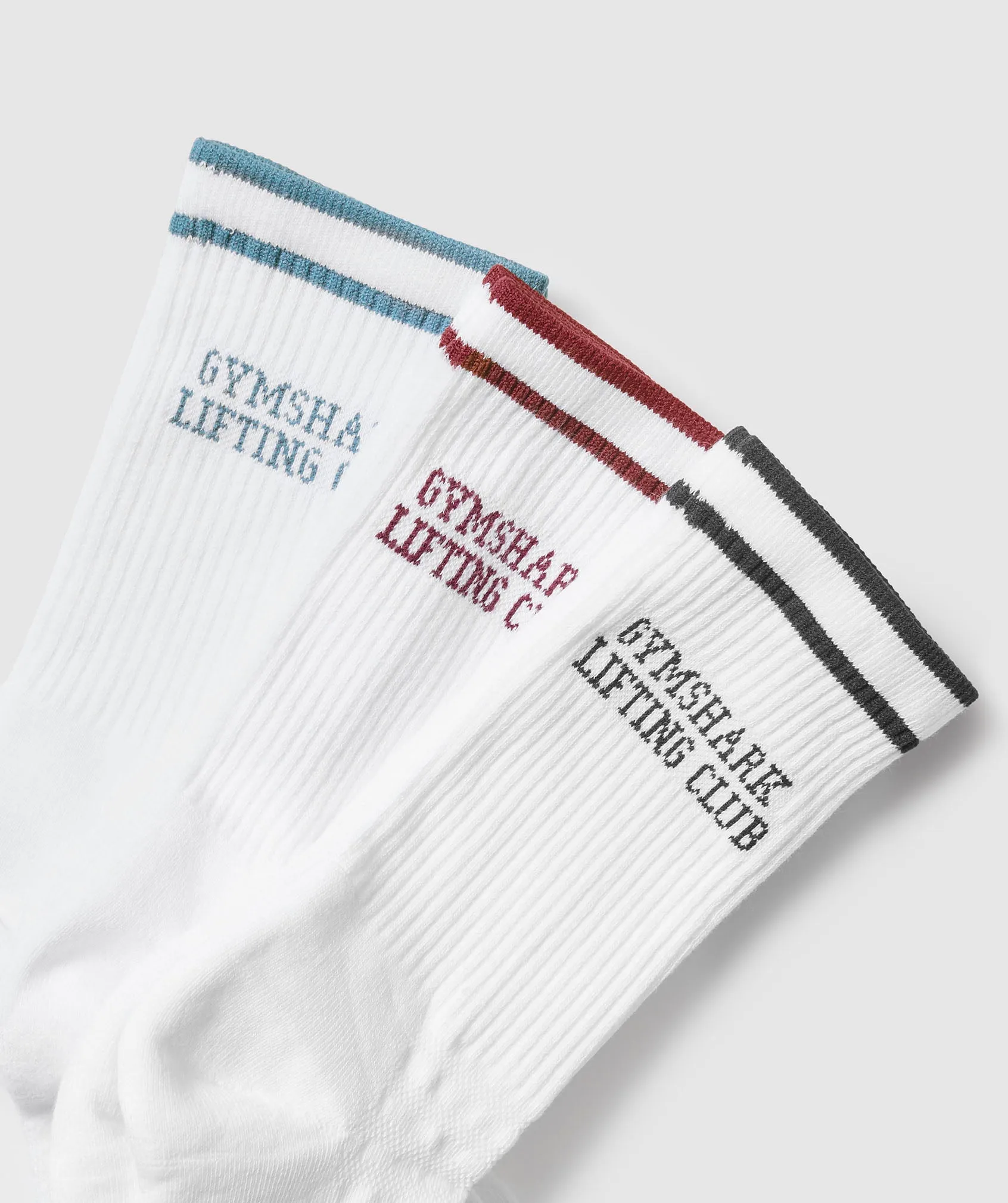 Gymshark Lifting Club Graphic Crew 3pk - White/Black/Classic Blue/Sets Red sold by Gymshark product image thumbnail 2