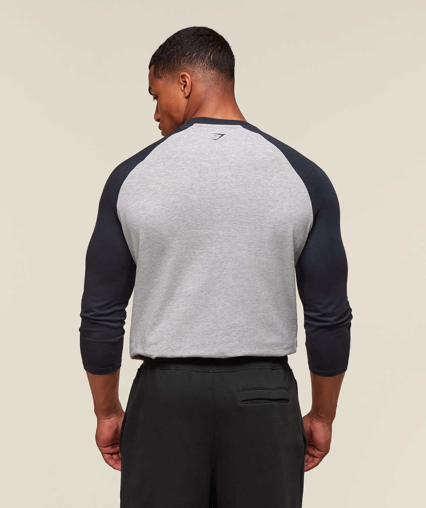 Gymshark GSLC Raglan 3/4 Sleeve T-Shirt - Light Grey Core Marl/Heavy Blue sold by Gymshark product image thumbnail 2