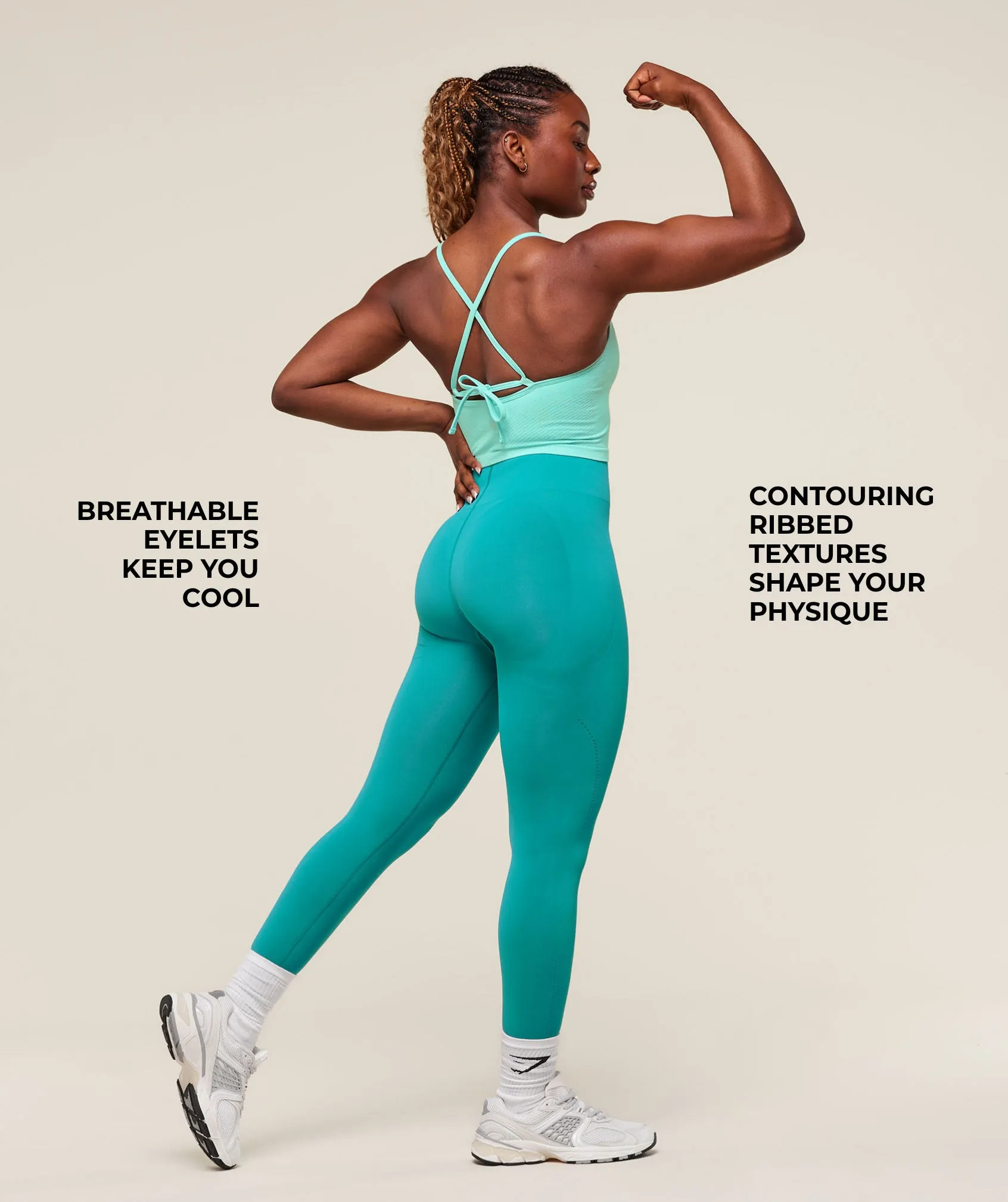 Gymshark Energised Seamless Crop Top - Pop Turquoise sold by Gymshark product image thumbnail 3