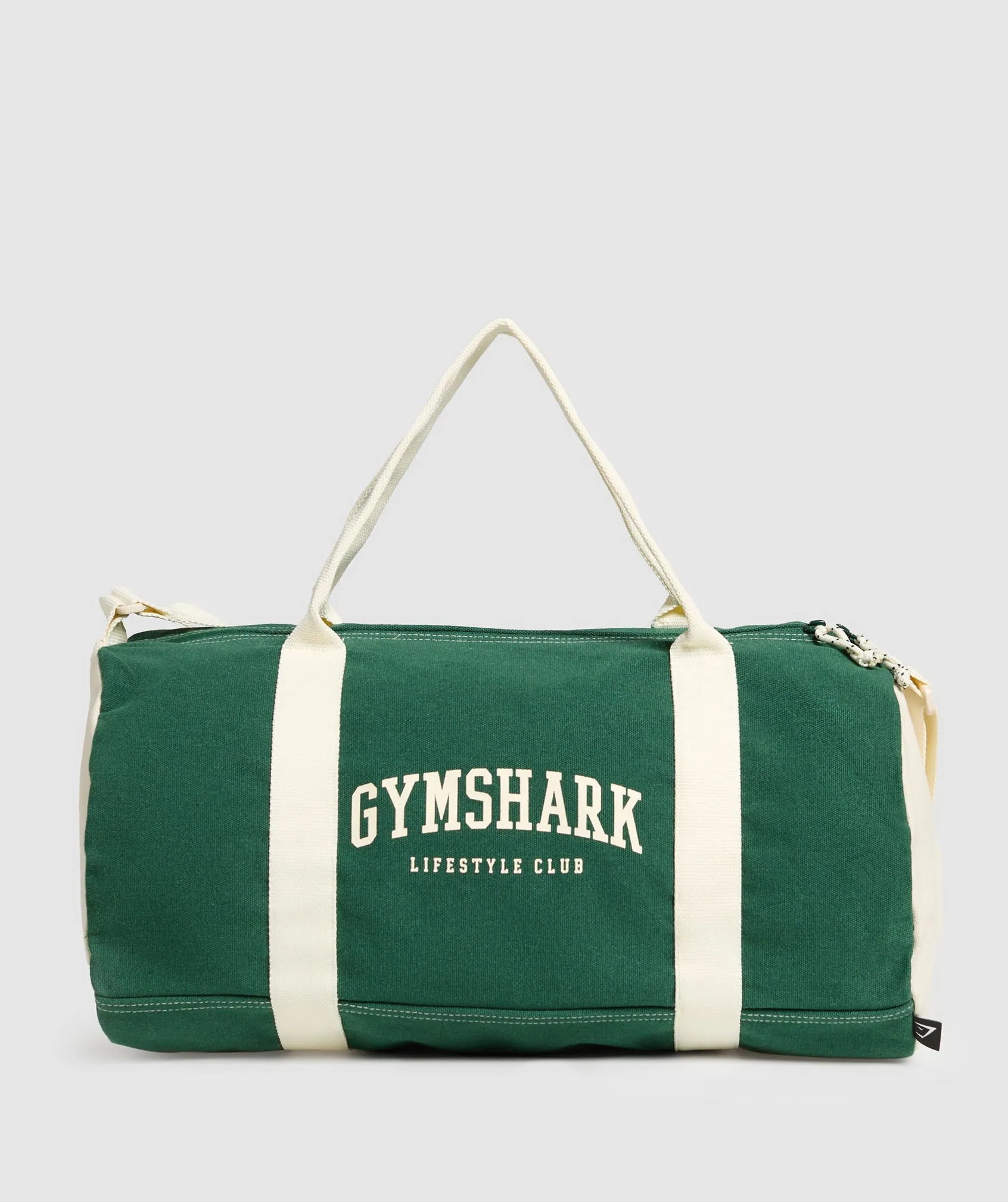 Gymshark Collegiate Canvas Duffle - Classic Green/Oat White sold by Gymshark