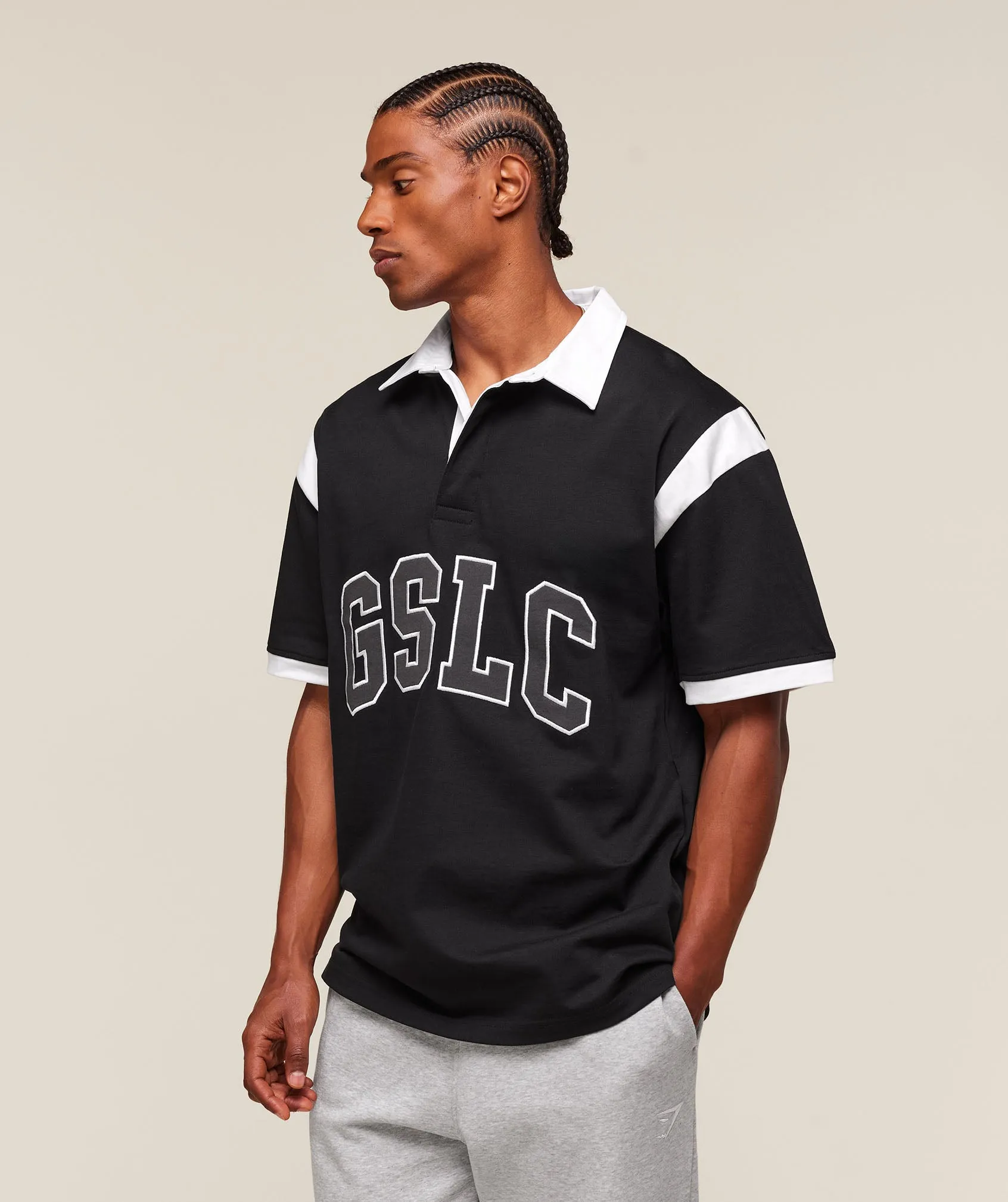 Gymshark GSLC Retro Polo Shirt - Black/White sold by Gymshark product image thumbnail 4