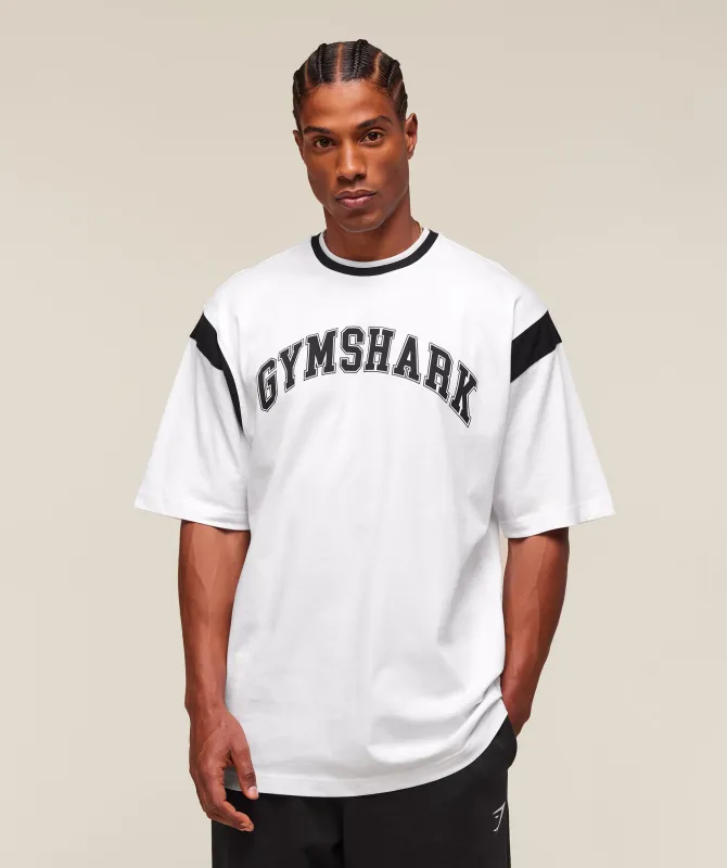 Gymshark GSLC Oversized T-Shirt - White/Black sold by Gymshark