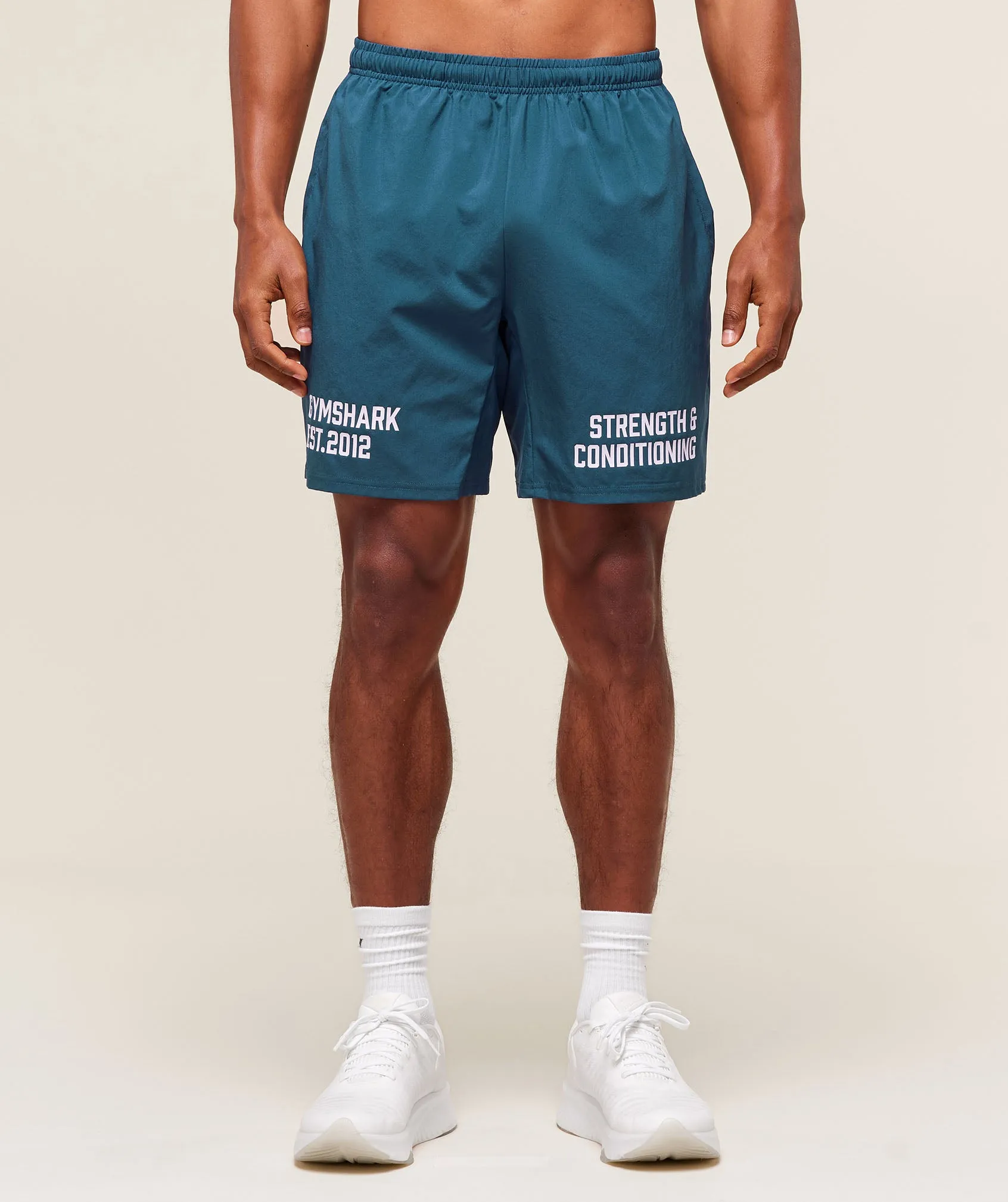 Gymshark S&C Graphic 7" Shorts - Success Blue sold by Gymshark