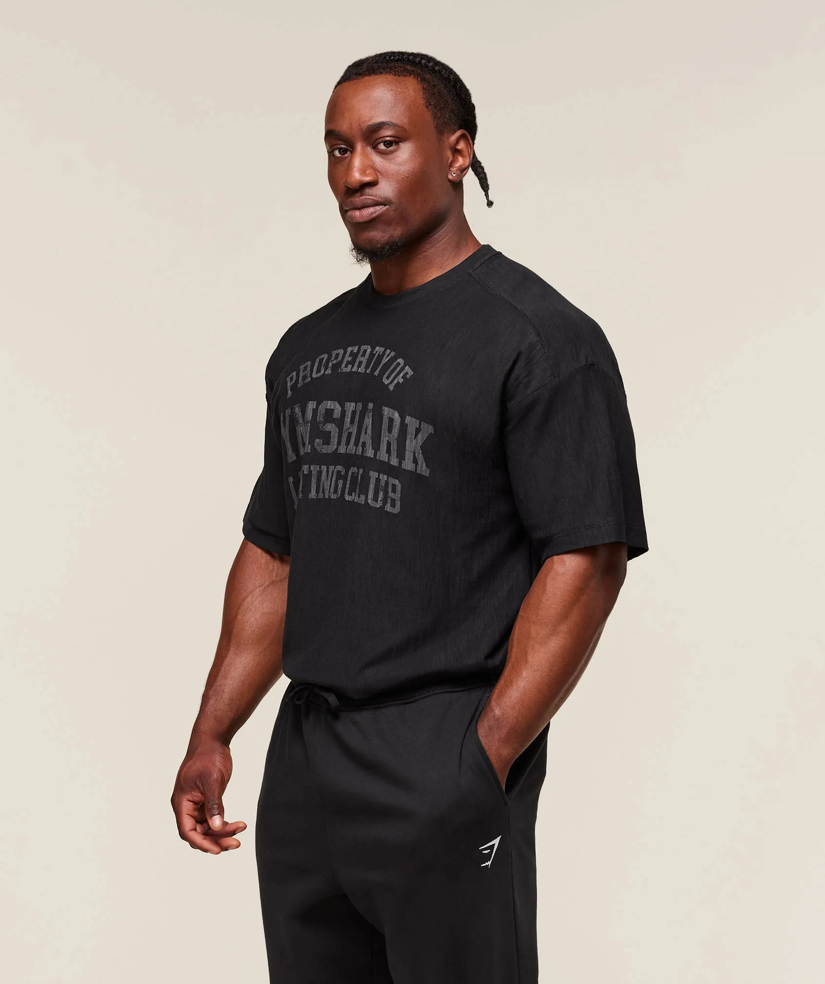Gymshark Lightweight Slub Textured T-Shirt - Black sold by Gymshark product image thumbnail 3