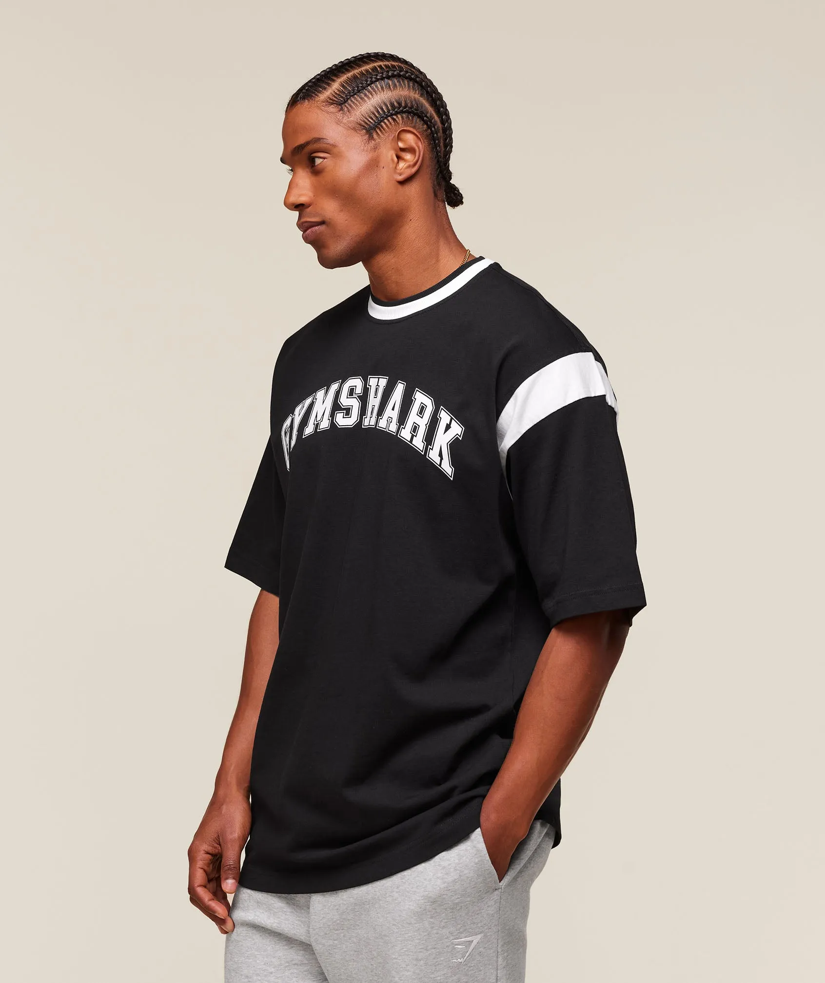 Gymshark GSLC Oversized T-Shirt - Black/White sold by Gymshark product image thumbnail 4