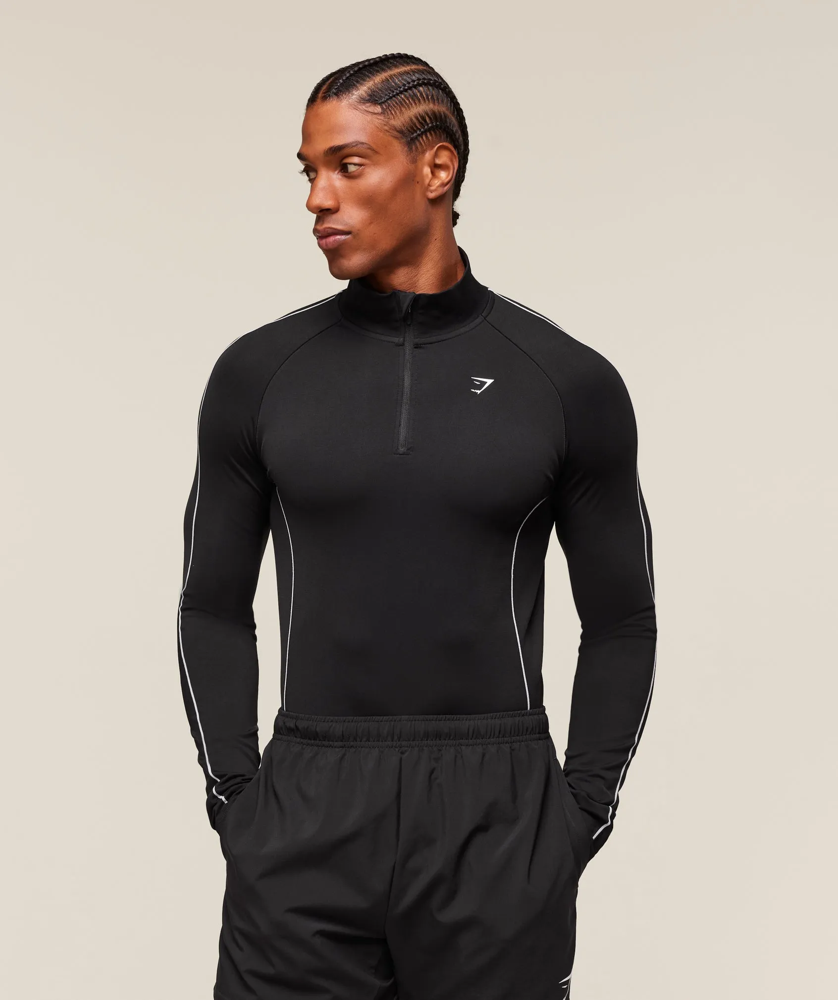 Gymshark Clean Contour Seamless 1/4 Zip - Black/White sold by Gymshark product image thumbnail 4