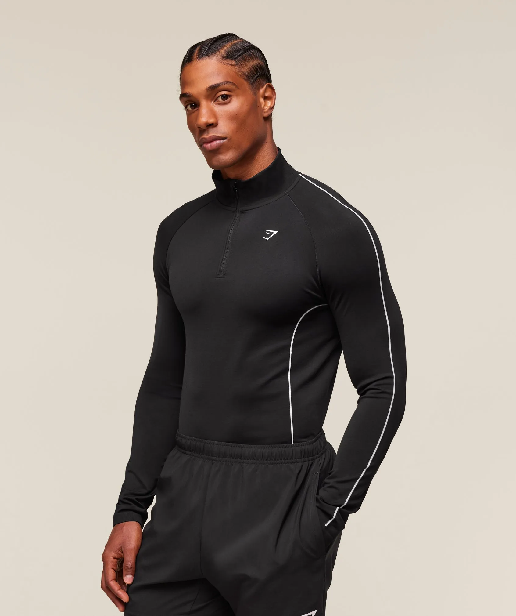 Gymshark Clean Contour Seamless 1/4 Zip - Black/White sold by Gymshark