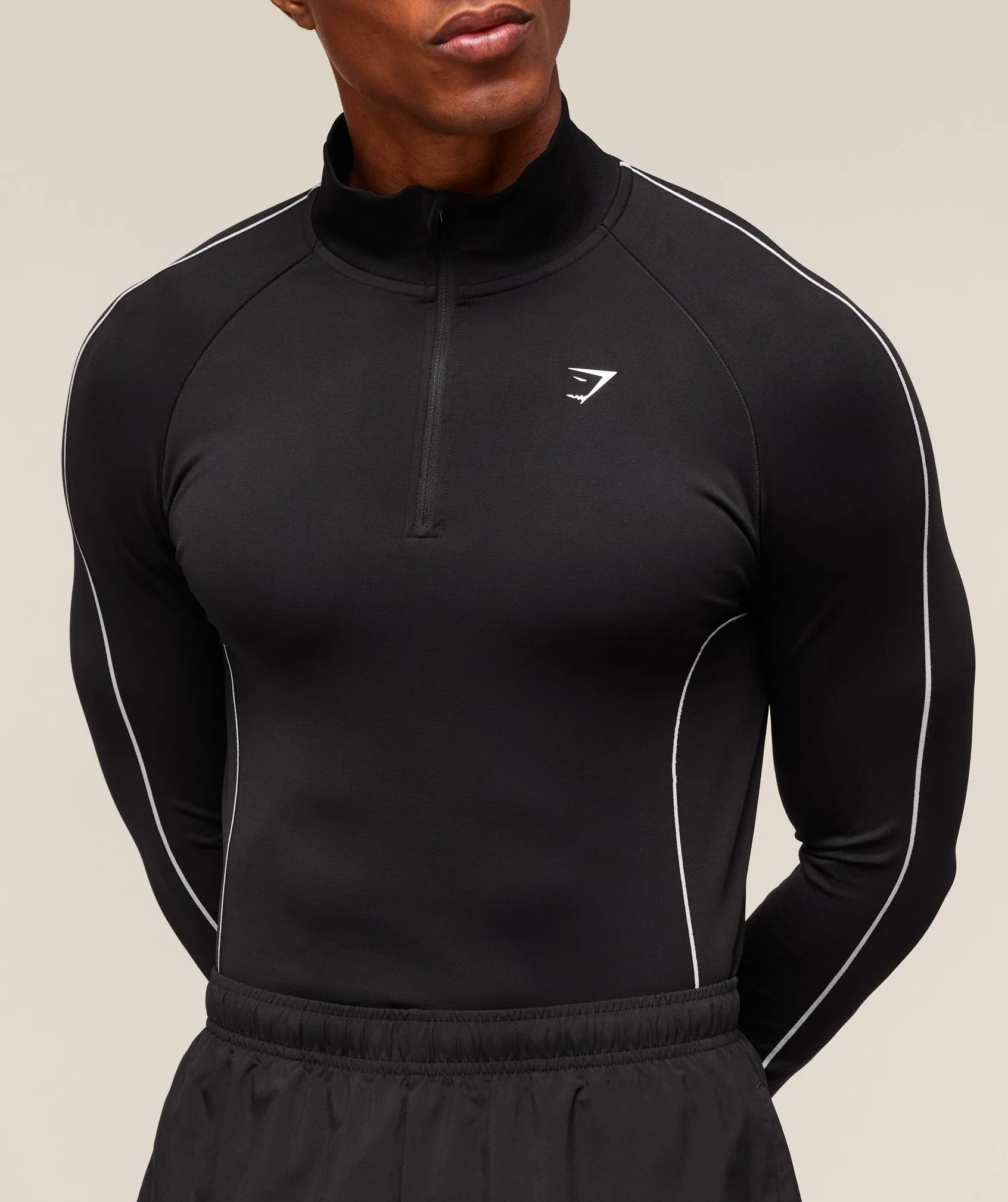 Gymshark Clean Contour Seamless 1/4 Zip - Black/White sold by Gymshark product image thumbnail 5