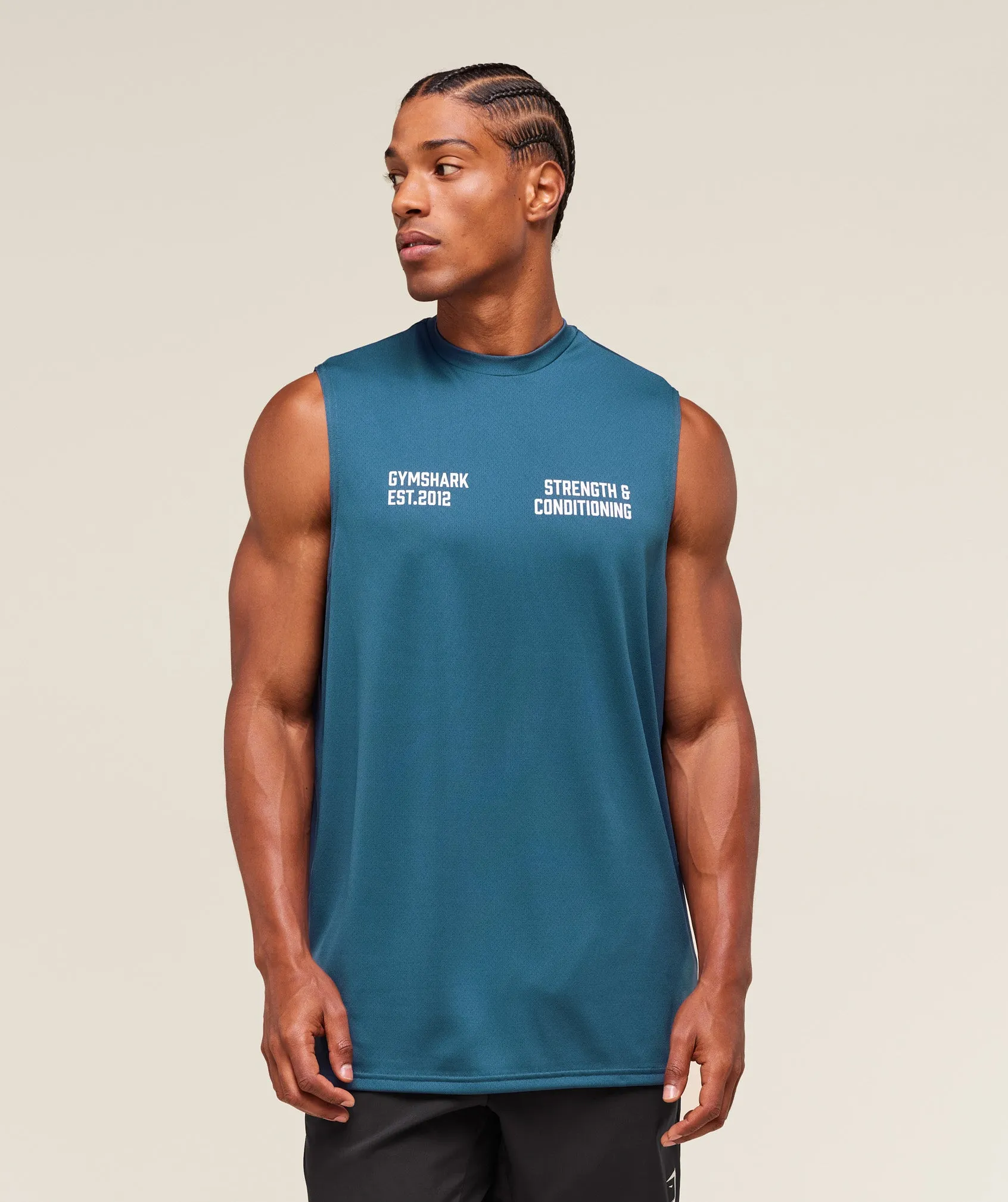 Gymshark S&C Graphic Cut Off Tank - Success Blue sold by Gymshark product image thumbnail 5