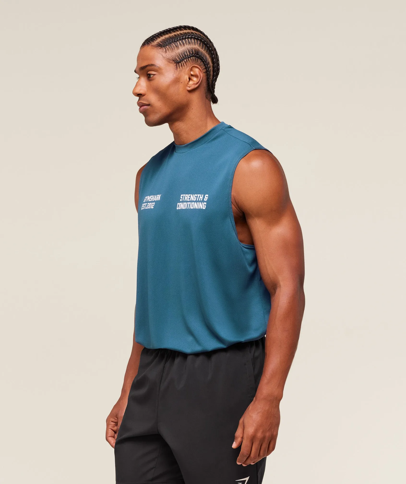 Gymshark S&C Graphic Cut Off Tank - Success Blue sold by Gymshark product image thumbnail 3